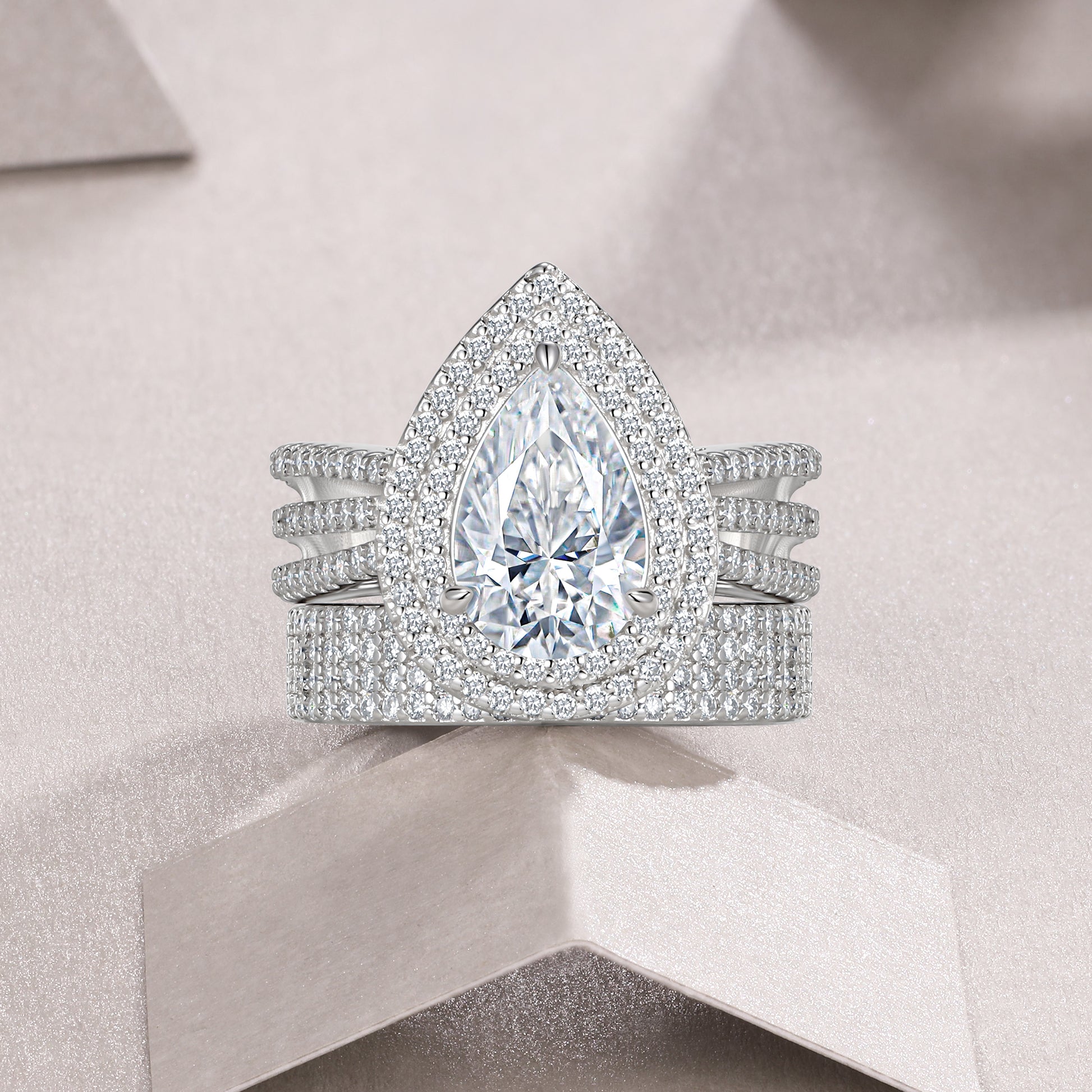 Seraphina Ring | Pear Halo Pave Ring