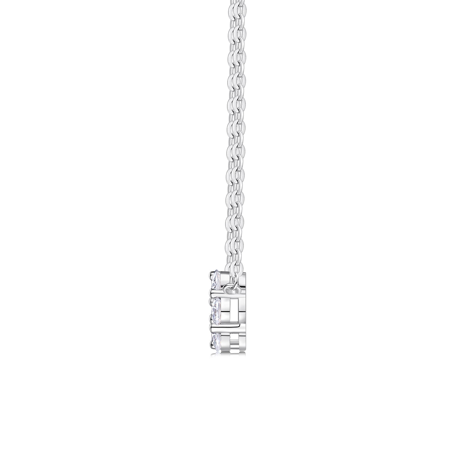 Mini Floral Cluster Halo Round Moissanite Necklace
