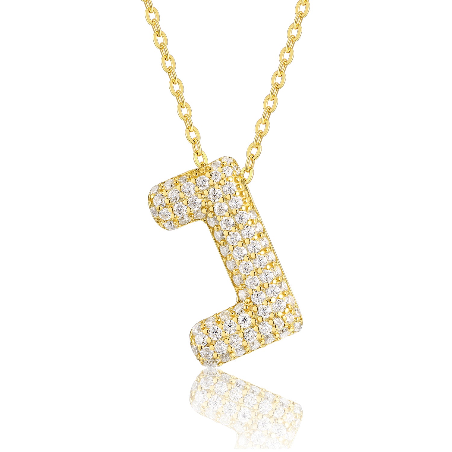 Bubble Initial Necklace | Pave Letter Pendant, 925 Sterling Silver