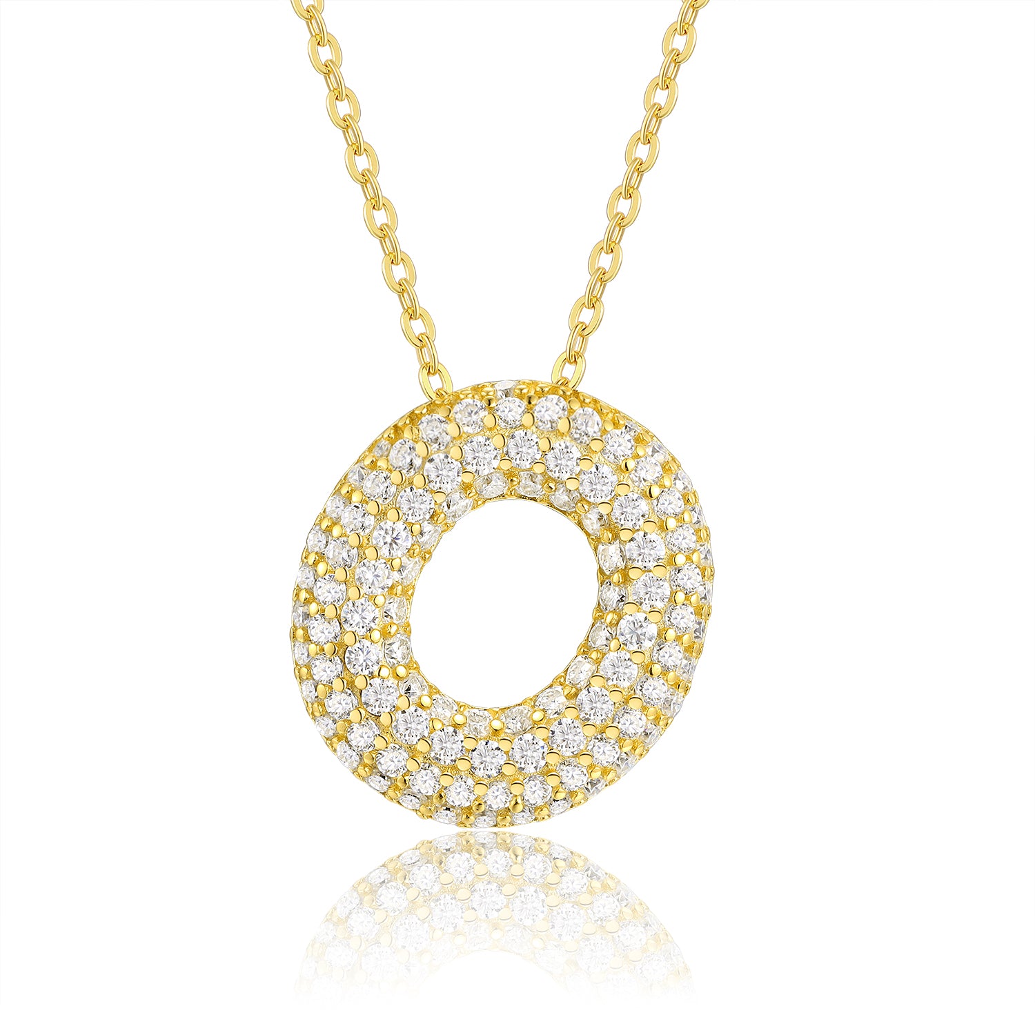 Bubble Initial Necklace | Pave Letter Pendant, 925 Sterling Silver