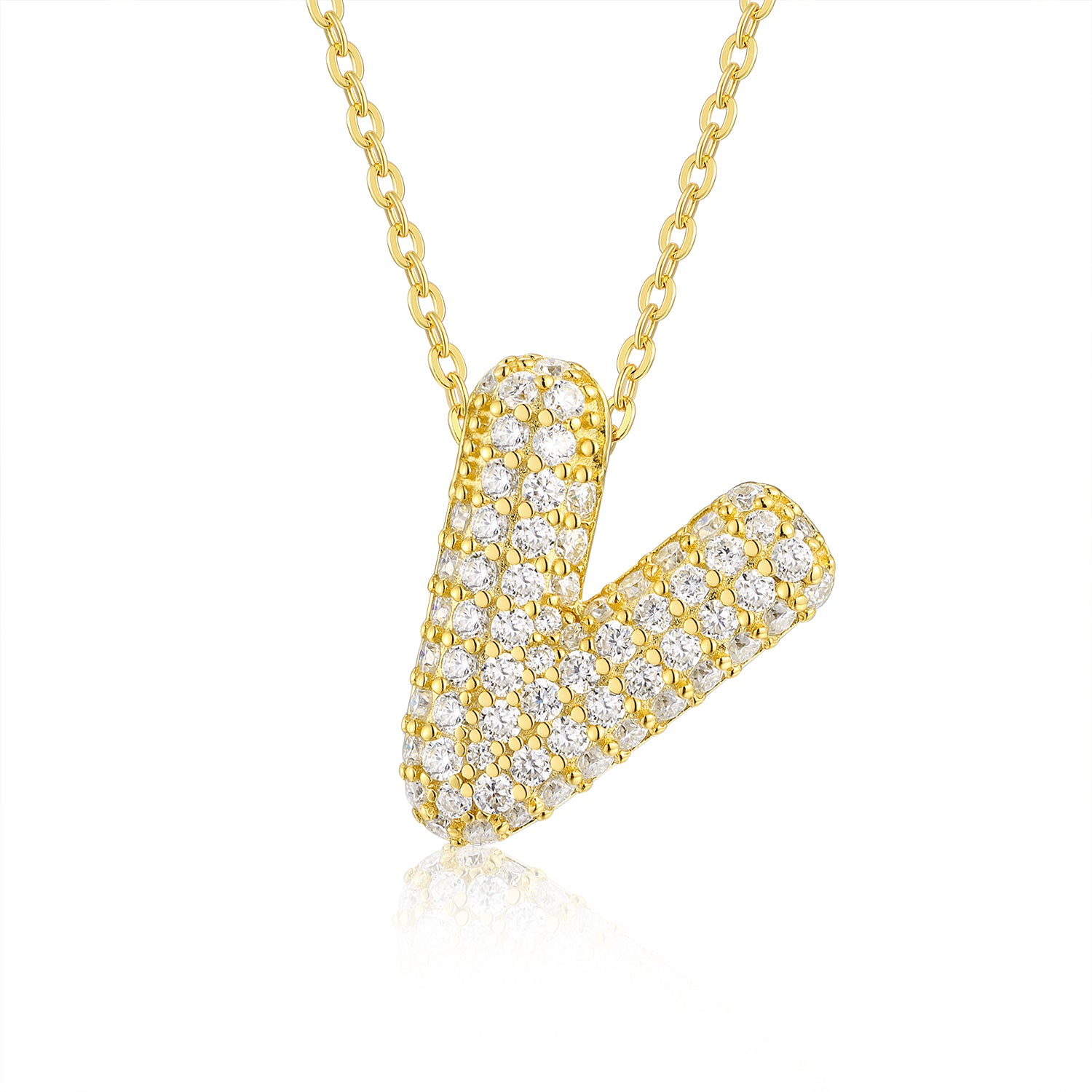 Bubble Initial Necklace | Pave Letter Pendant, 925 Sterling Silver