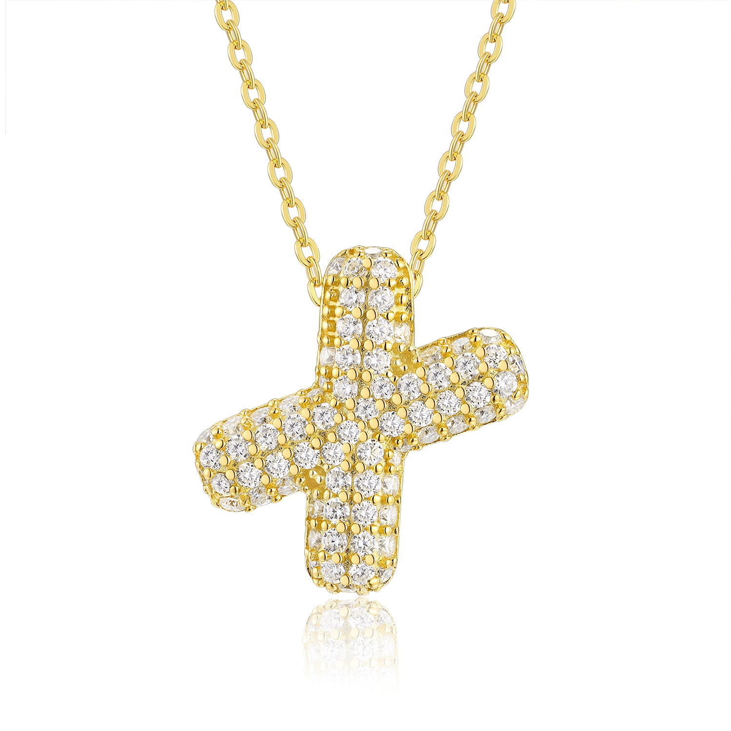 Bubble Initial Necklace | Pave Letter Pendant, 925 Sterling Silver