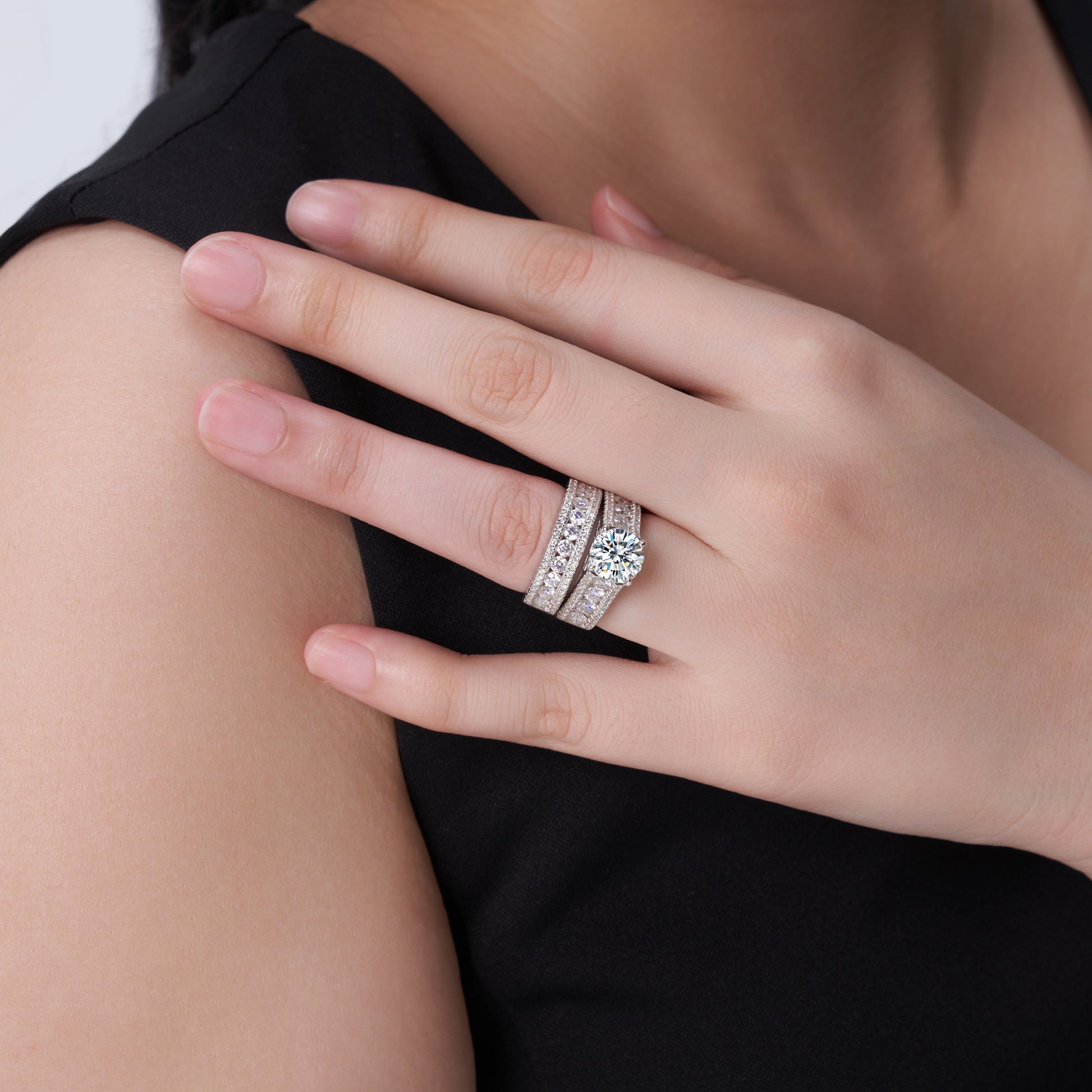 Empire Ring | Wide Pave Moissanite Statement Ring