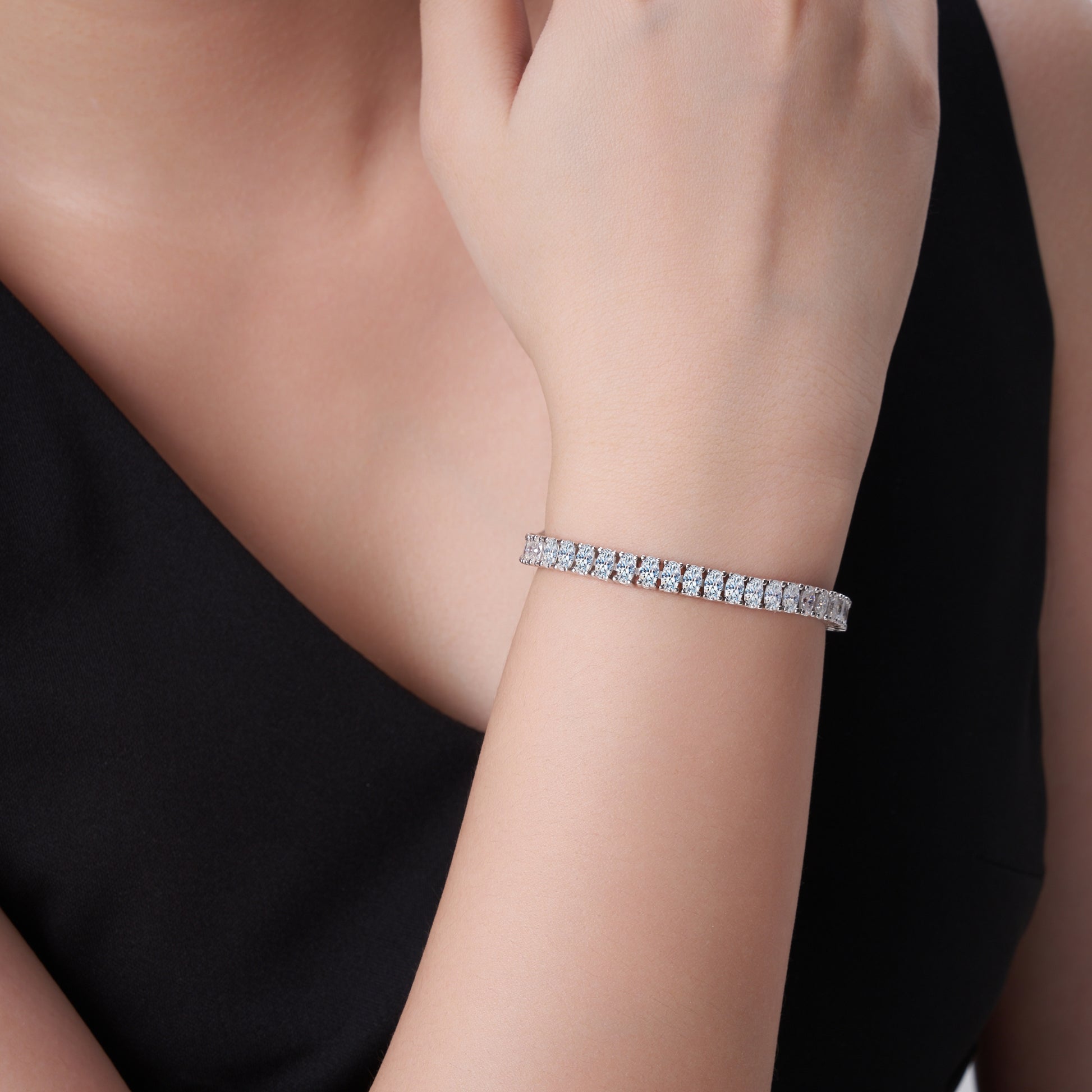 Elara Bracelet | 925 Sterling Silver, Oval Tennis Bracelet