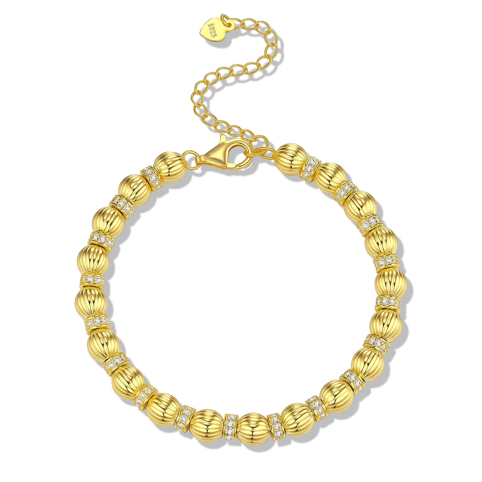 Soleil Bracelet | 925 Sterling Silver, Ribbed Bead Bracelet