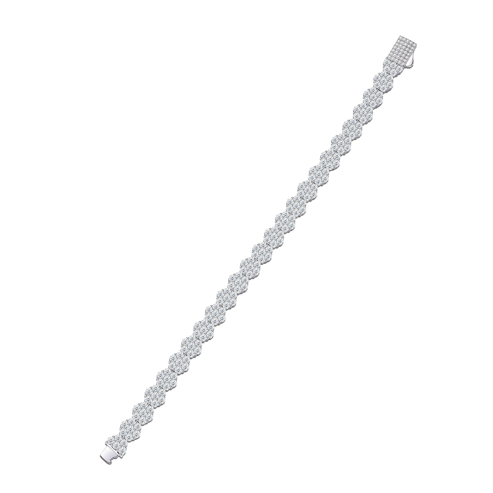 Rosette Bracelet | 925 Sterling Silver, Bloom Cluster Tennis Bracelet