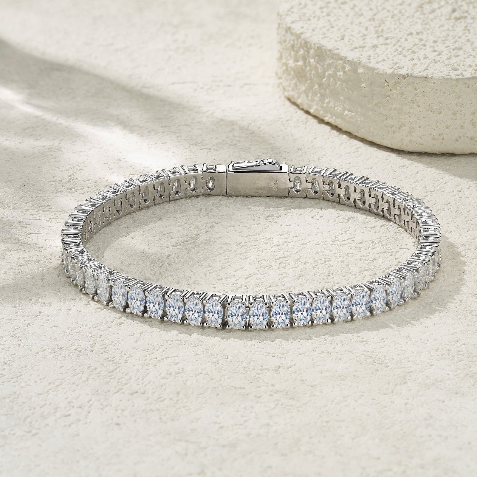 Elara Bracelet | 925 Sterling Silver, Oval Tennis Bracelet