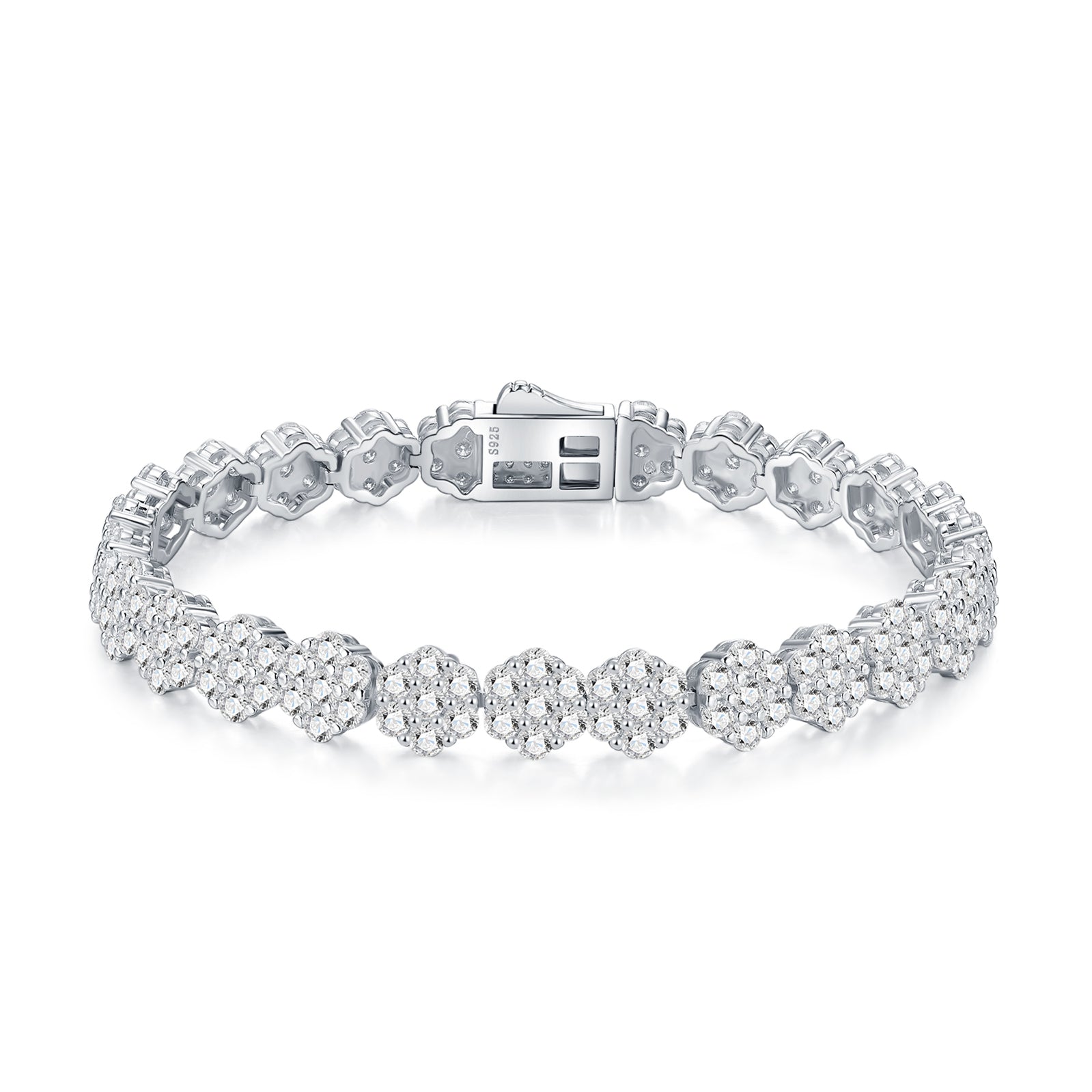 Rosette Bracelet | 925 Sterling Silver, Bloom Cluster Tennis Bracelet