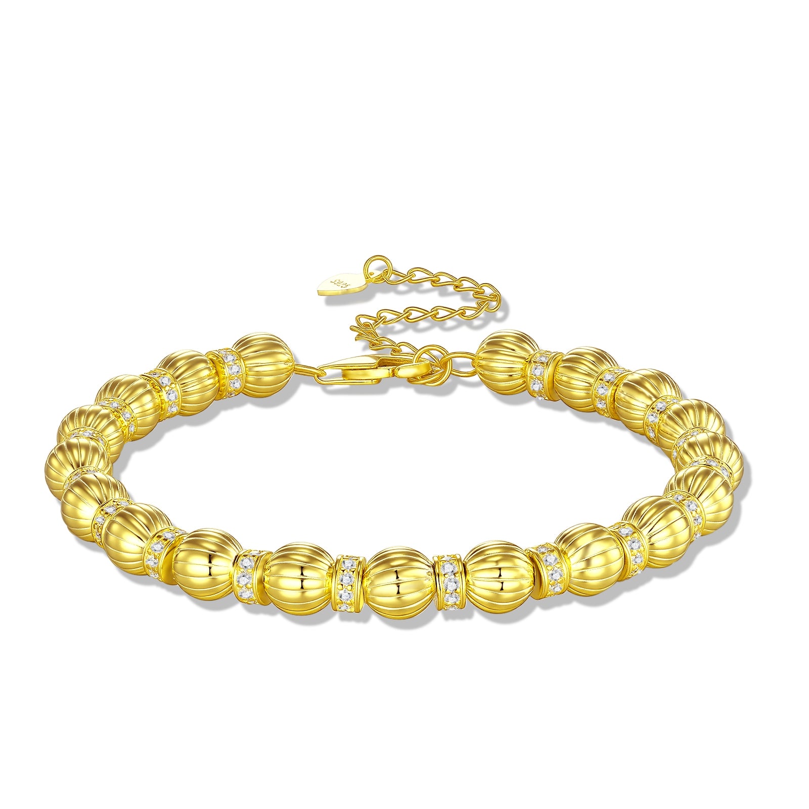 Soleil Bracelet | 925 Sterling Silver, Ribbed Bead Bracelet