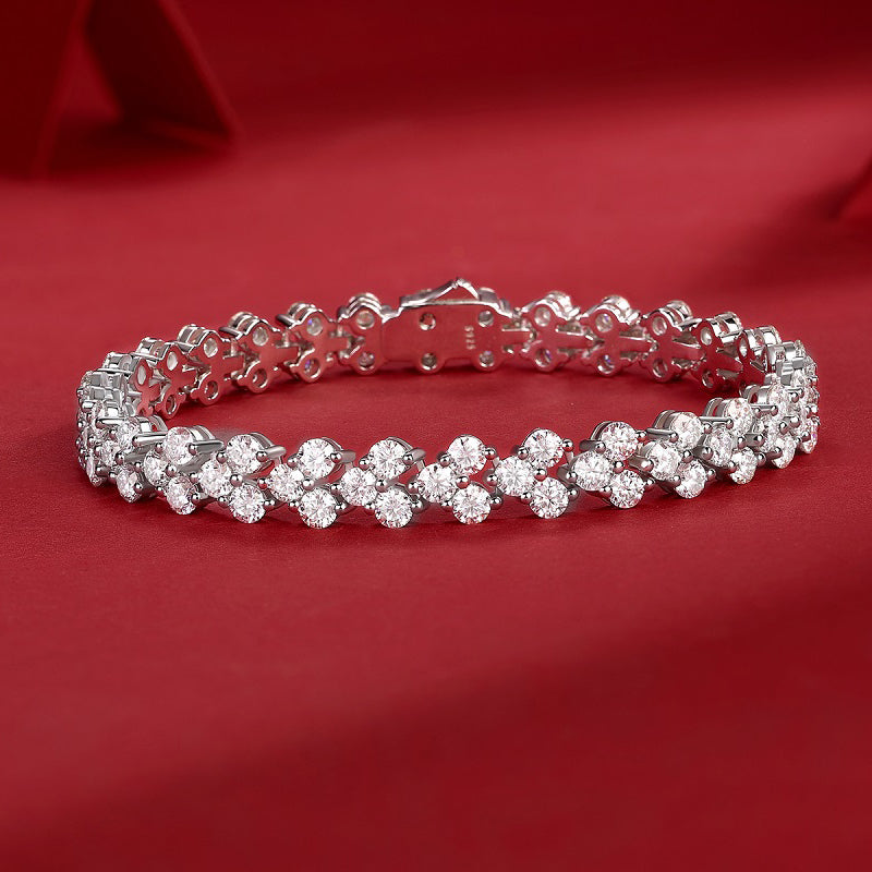 Harmony Bracelet | 925 Sterling Silver, Floral Cluster Tennis Bracelet