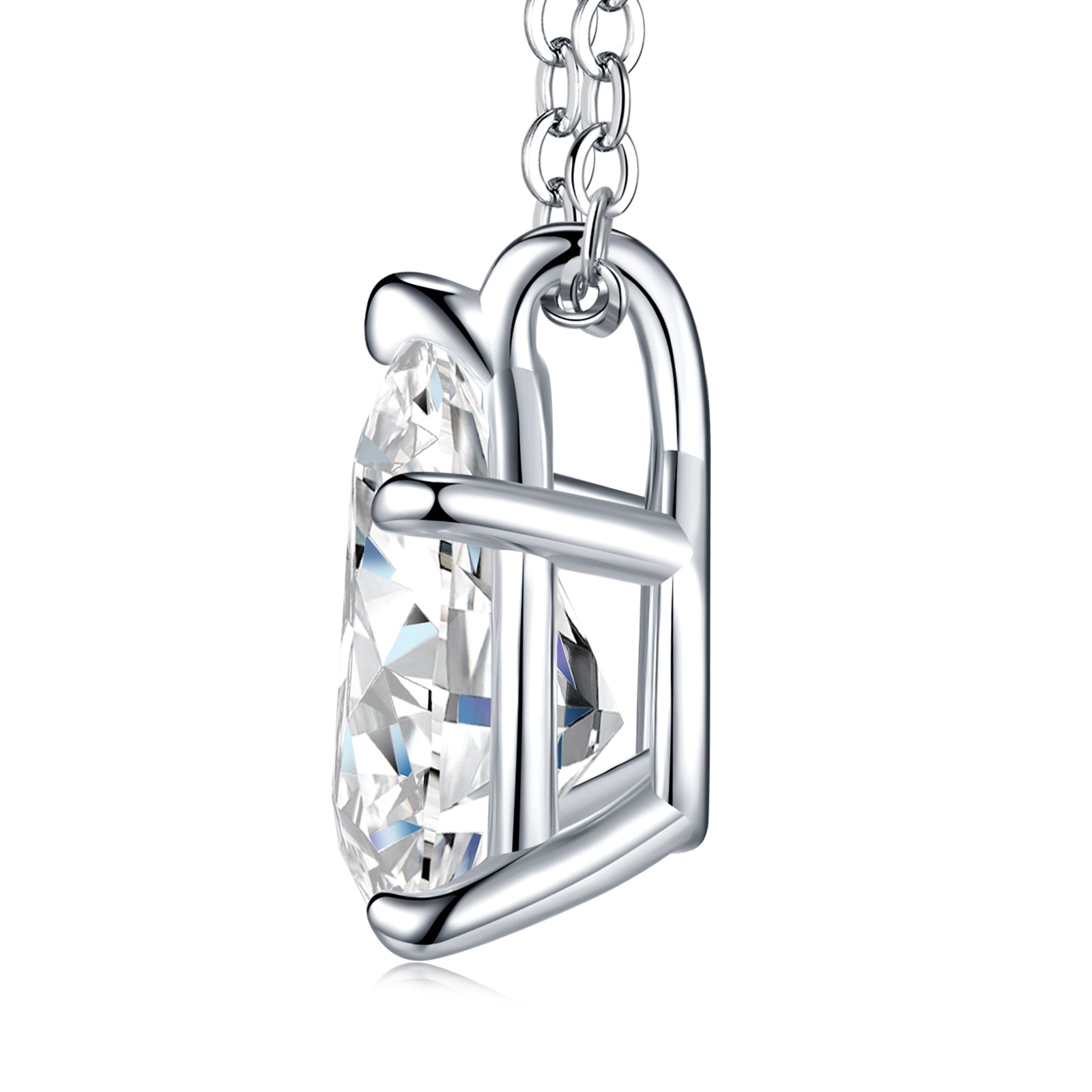 Pear Shaped Prong-Set Solitaire Moissanite Necklace
