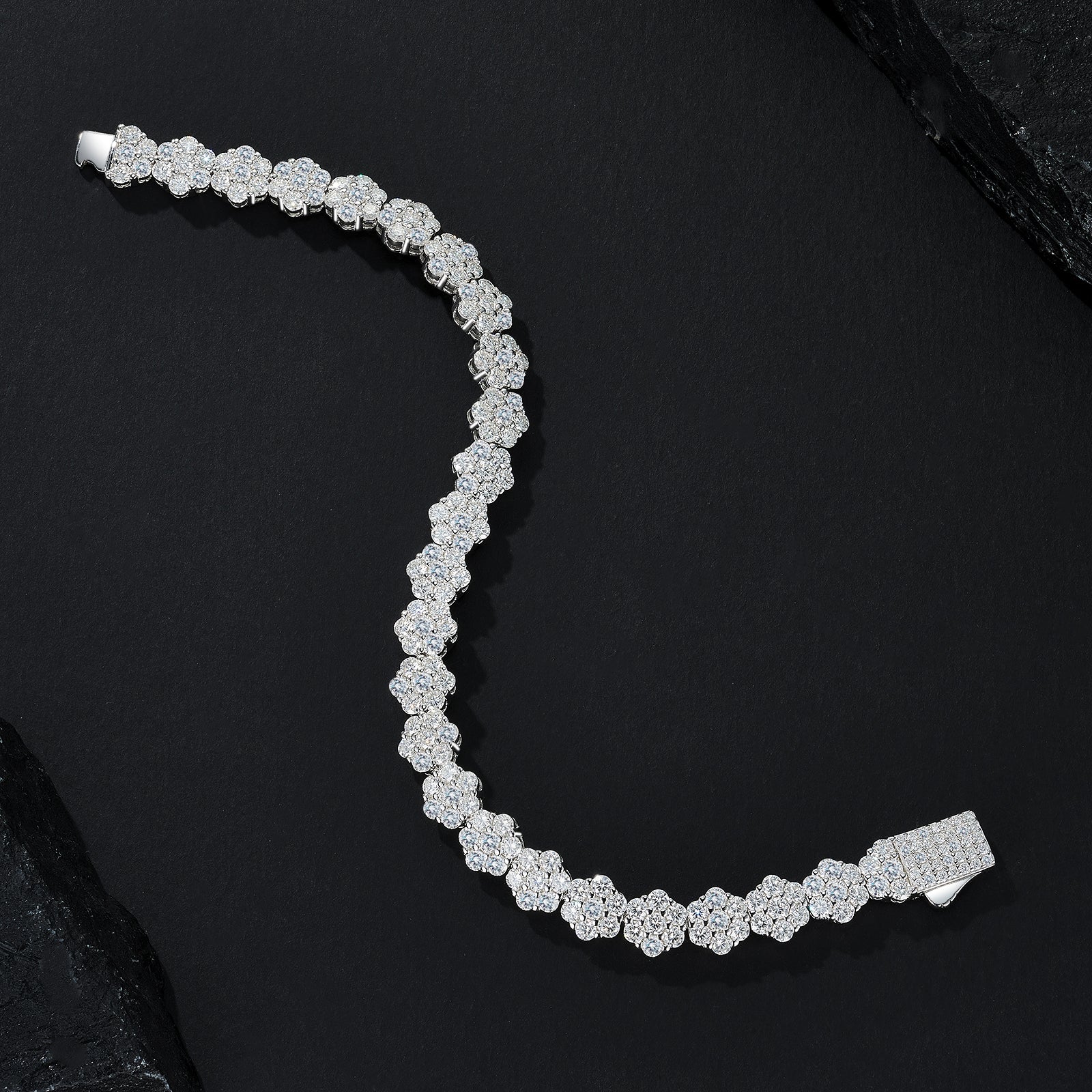 Rosette Bracelet | 925 Sterling Silver, Bloom Cluster Tennis Bracelet