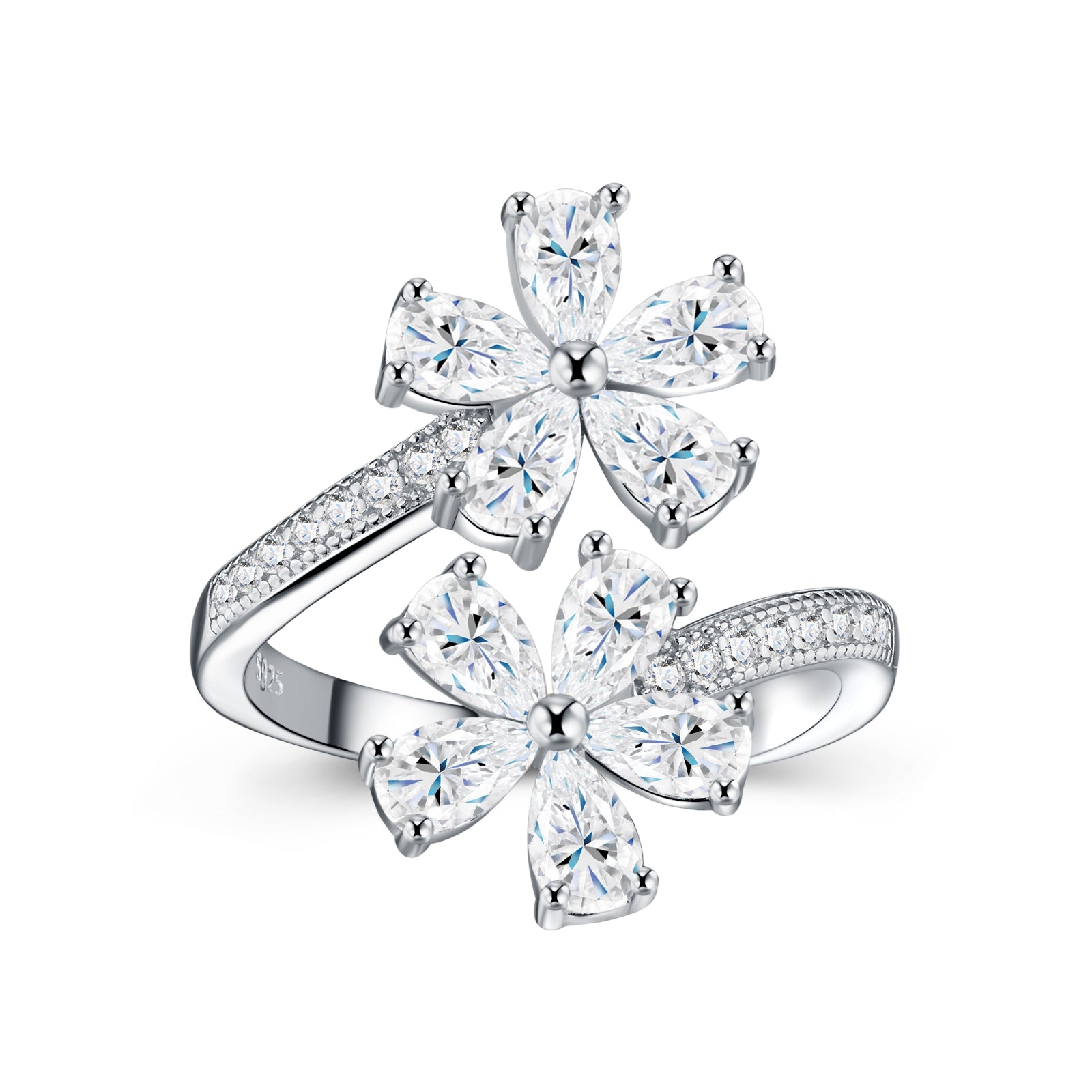 Camellia Ring | Double Floral Moissanite Ring