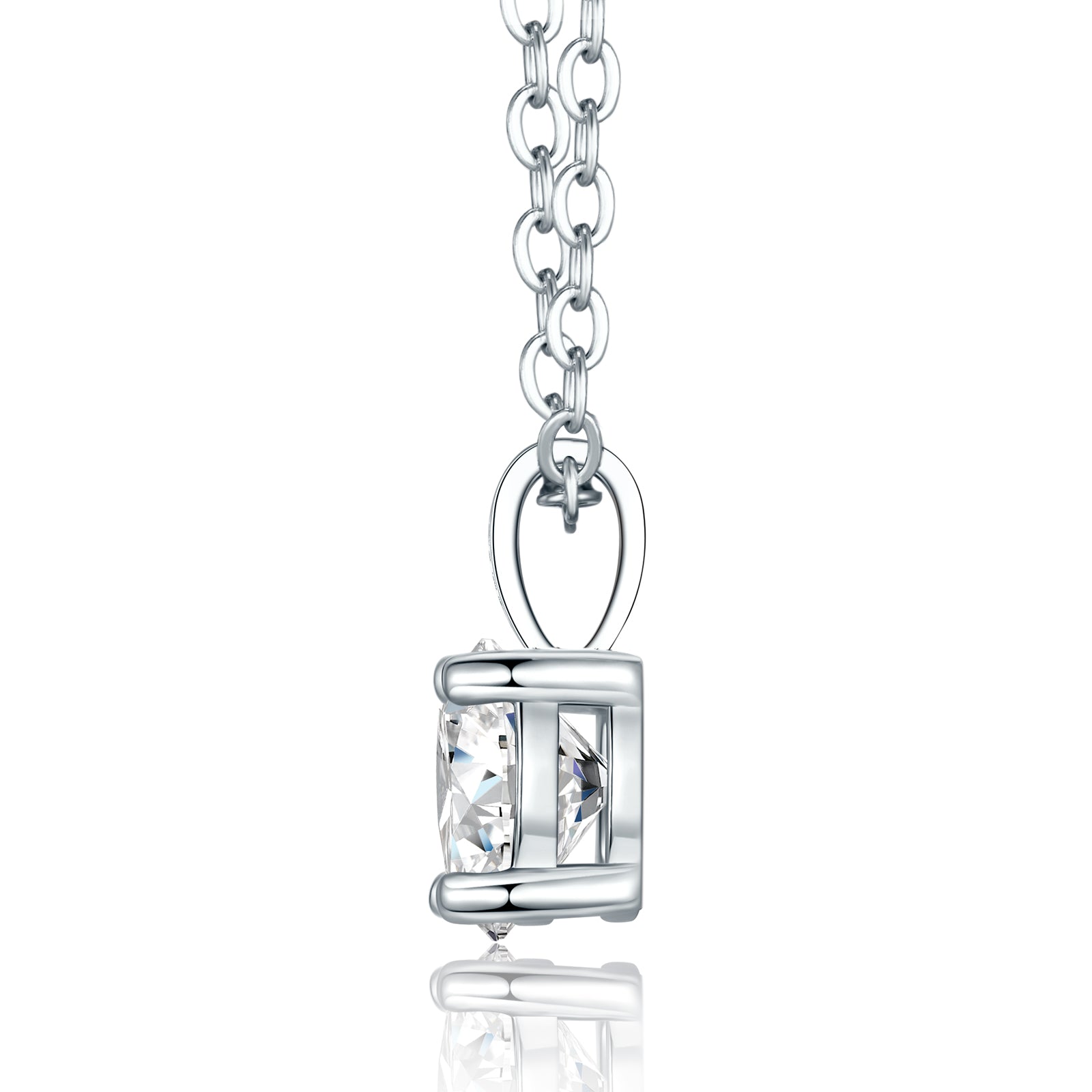 Round Bead Four-Prong Solitaire Moissanite Pendant Necklace