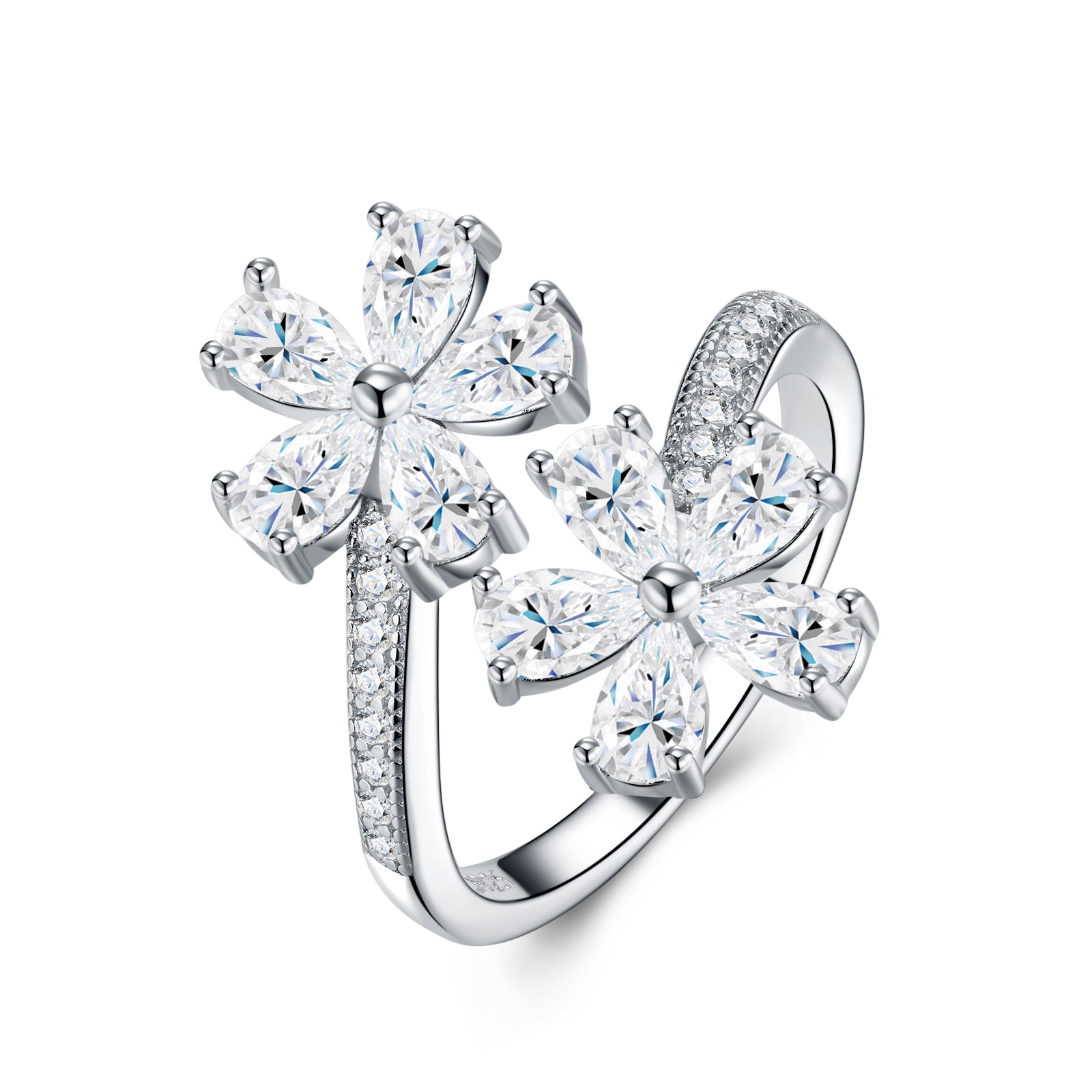 Camellia Ring | Double Floral Moissanite Ring