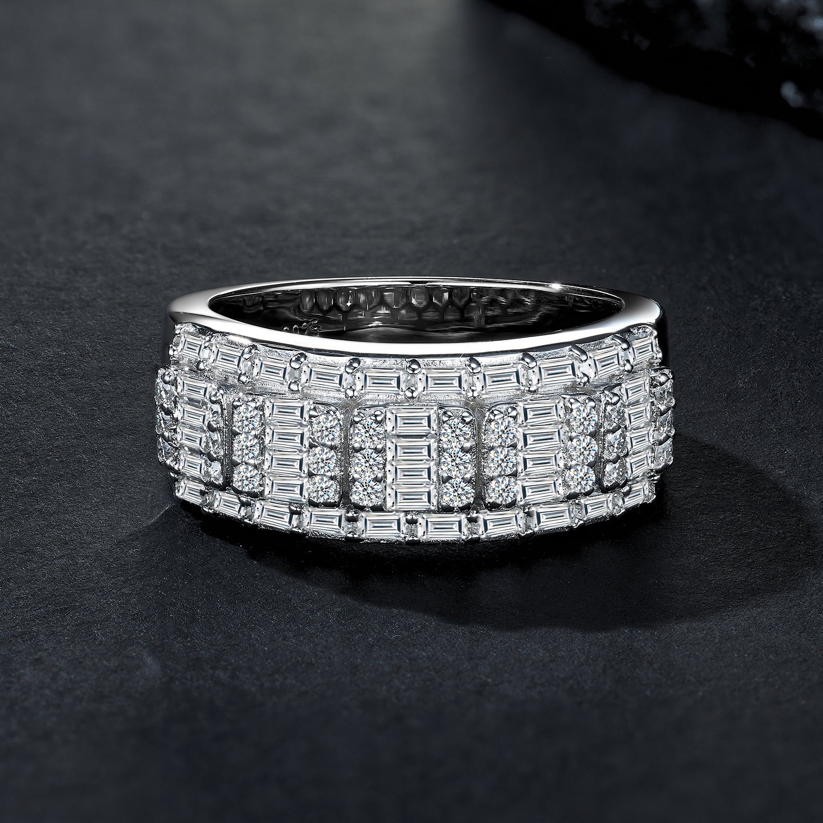 Regent Ring | Baguette Cluster Statement Band