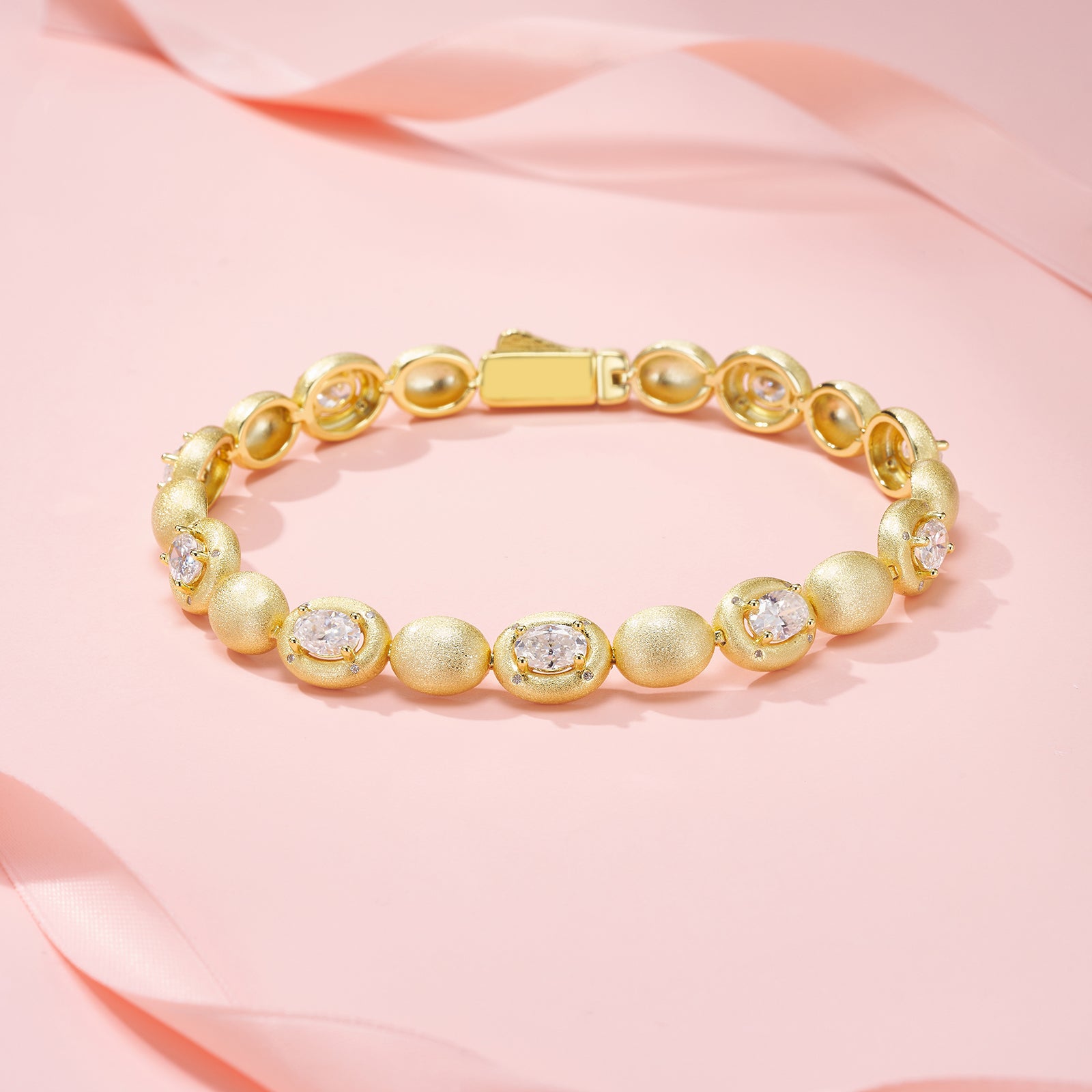 Selene Bracelet | 925 Sterling Silver, Oval Bezel Link Bracelet