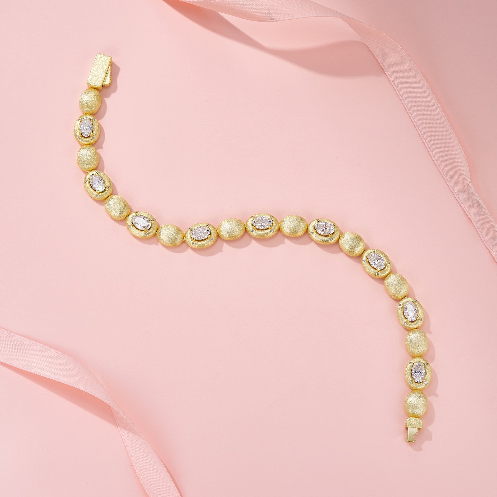 Selene Bracelet | 925 Sterling Silver, Oval Bezel Link Bracelet