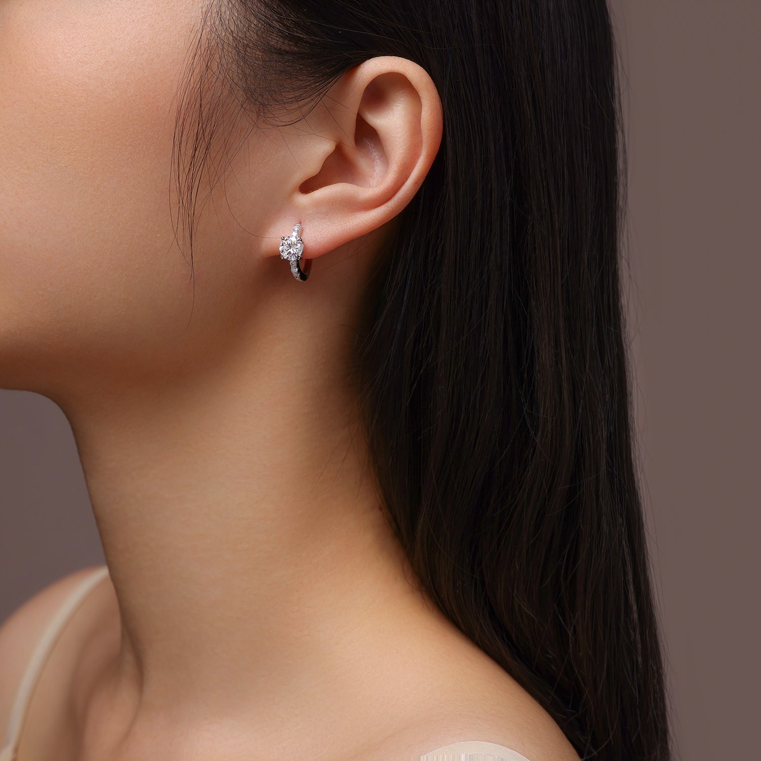 Petite Drop Earrings | Round Cut Moissanite, 925 Sterling Silver