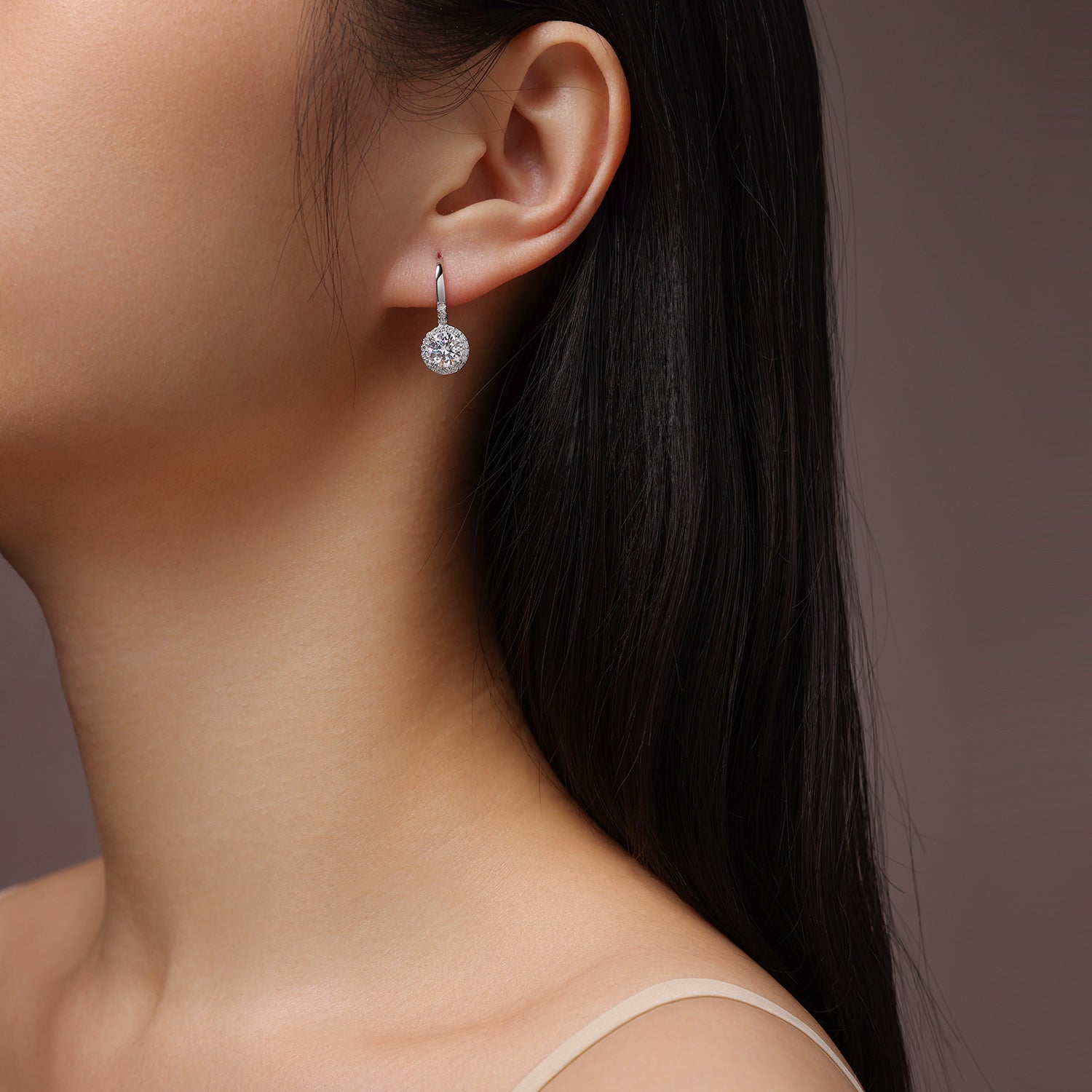 Solitaire Huggie Earrings | Round Cut Moissanite, 925 Sterling Silver