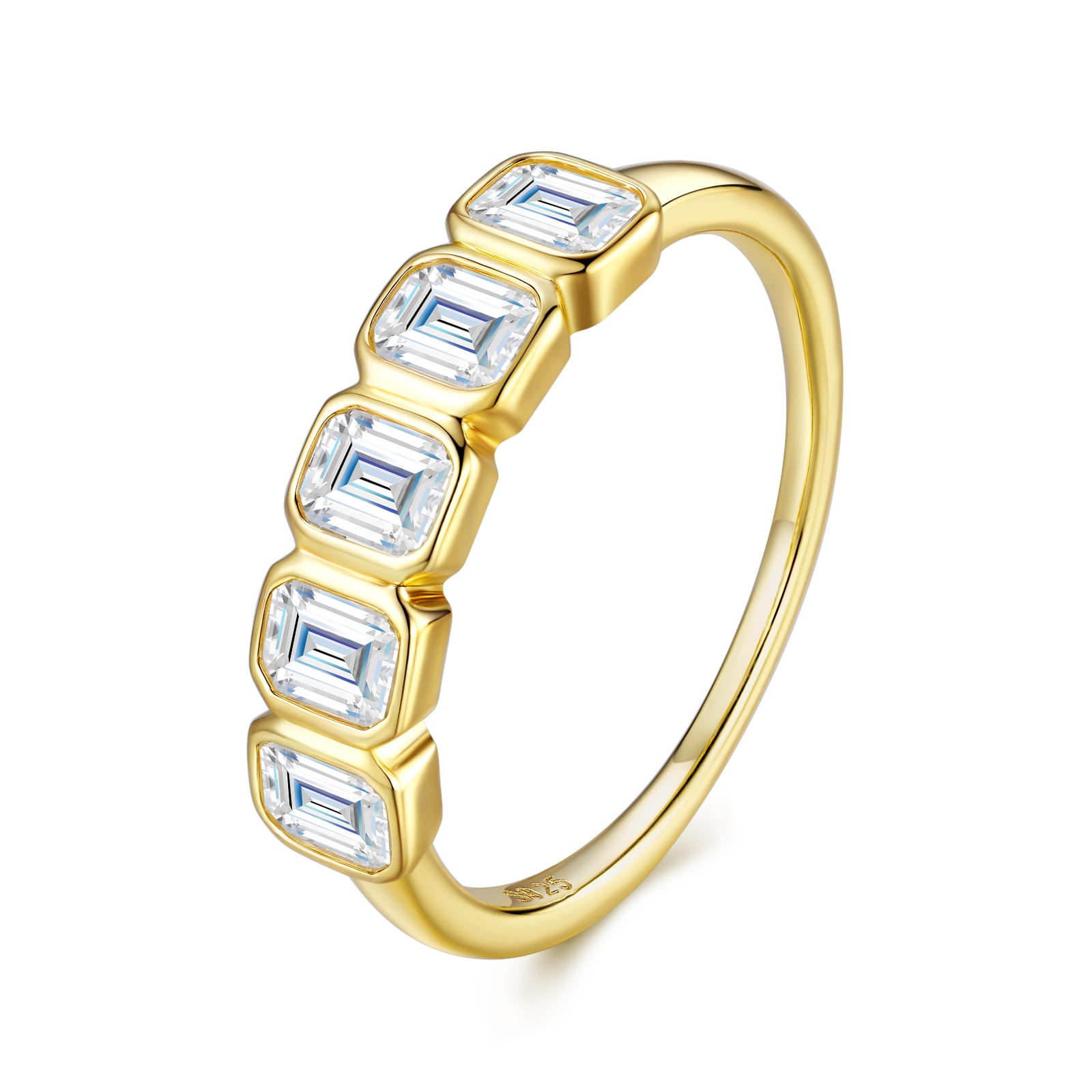 Stacked Step-Cut Halo Moissanite Ring