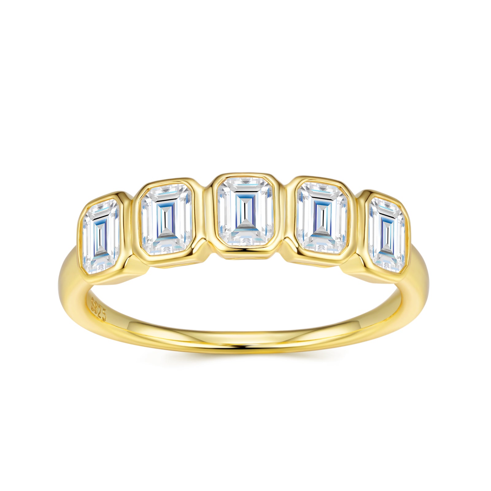Stacked Step-Cut Halo Moissanite Ring