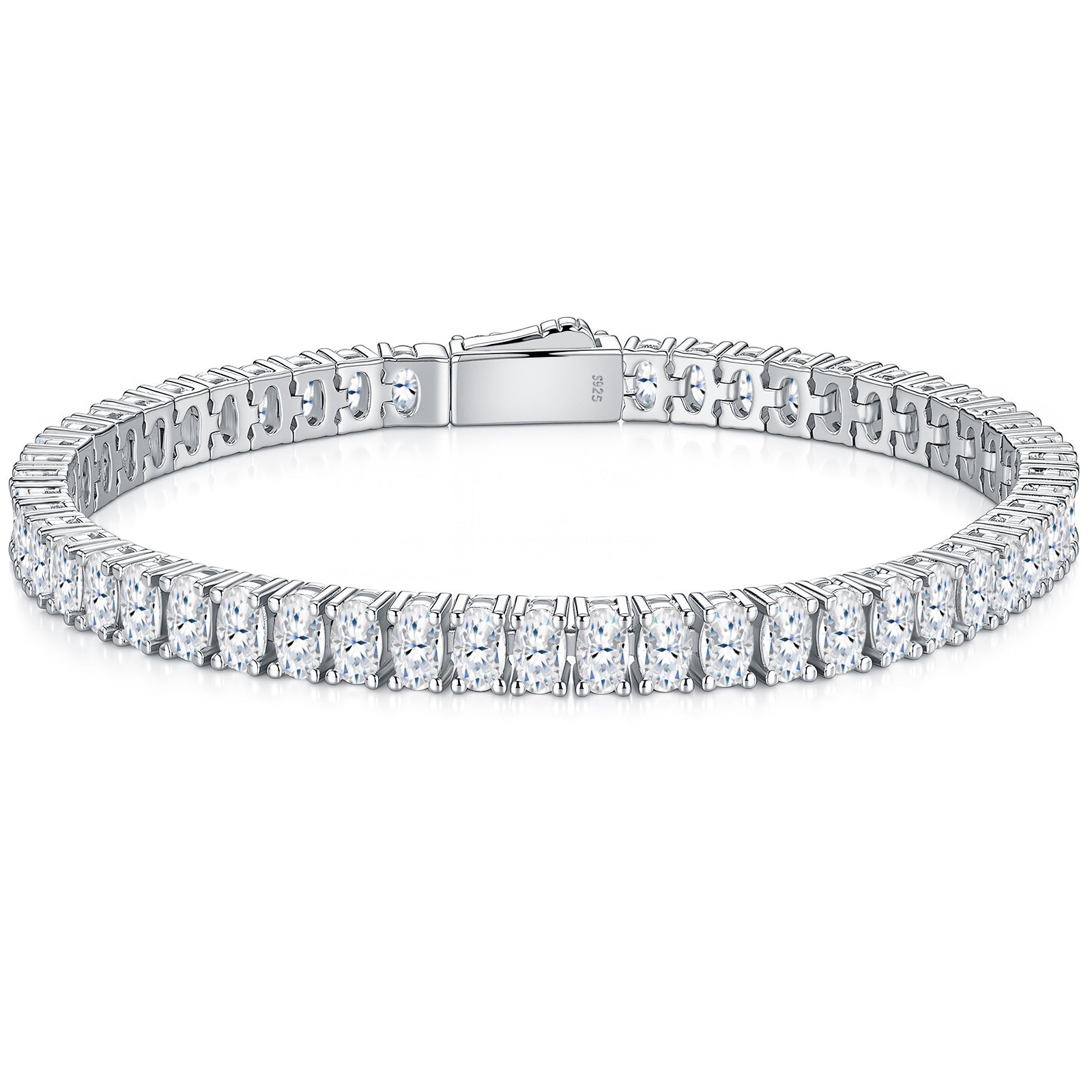 Elara Bracelet | 925 Sterling Silver, Oval Tennis Bracelet