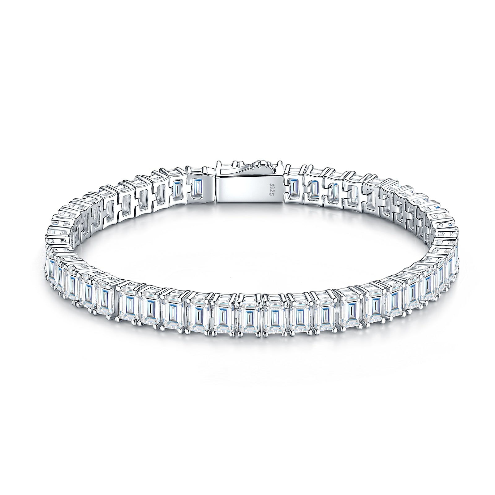 Aria Bracelet | 925 Sterling Silver, Emerald-Cut Tennis Bracelet