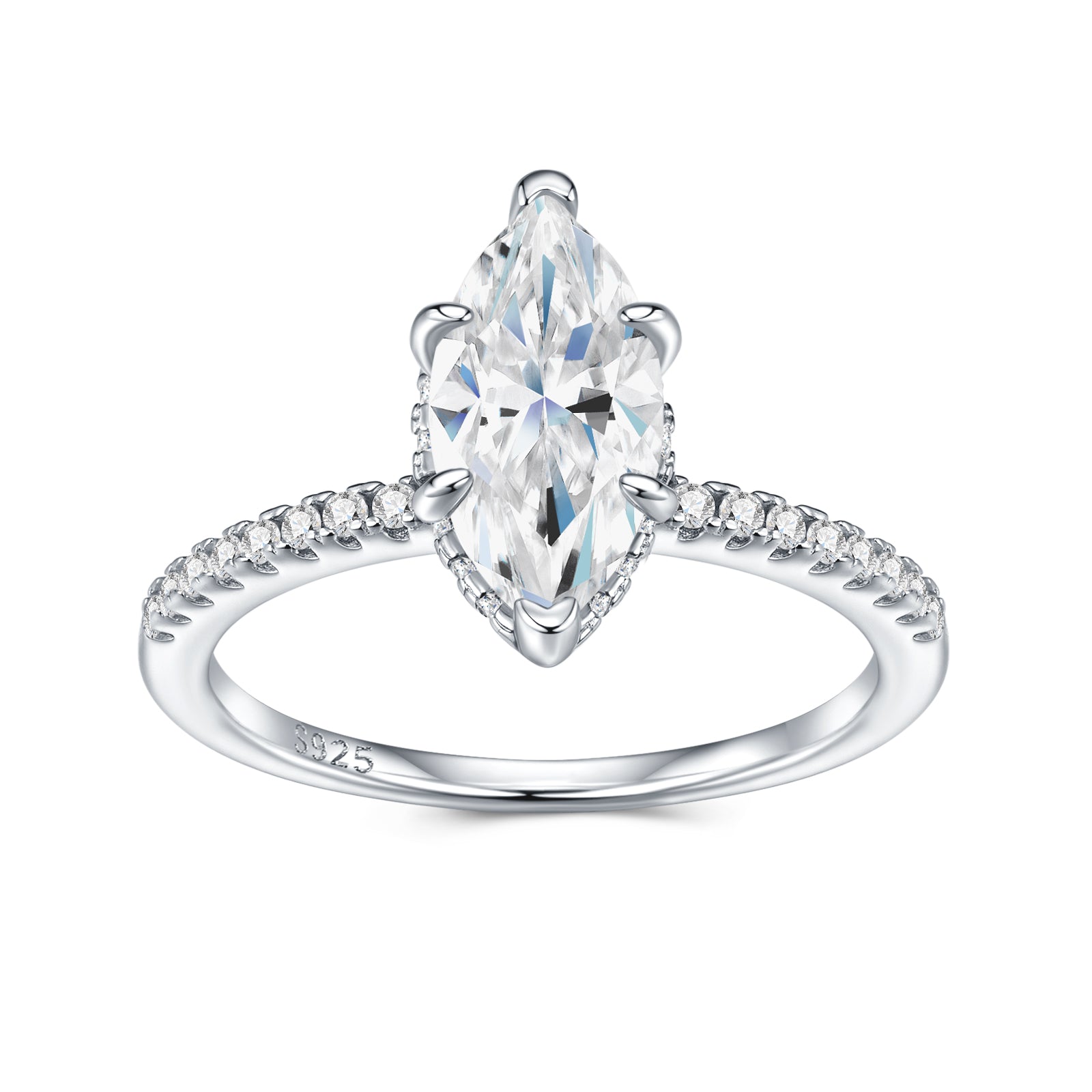 Marquise Cut Pavé Band Moissanite Ring