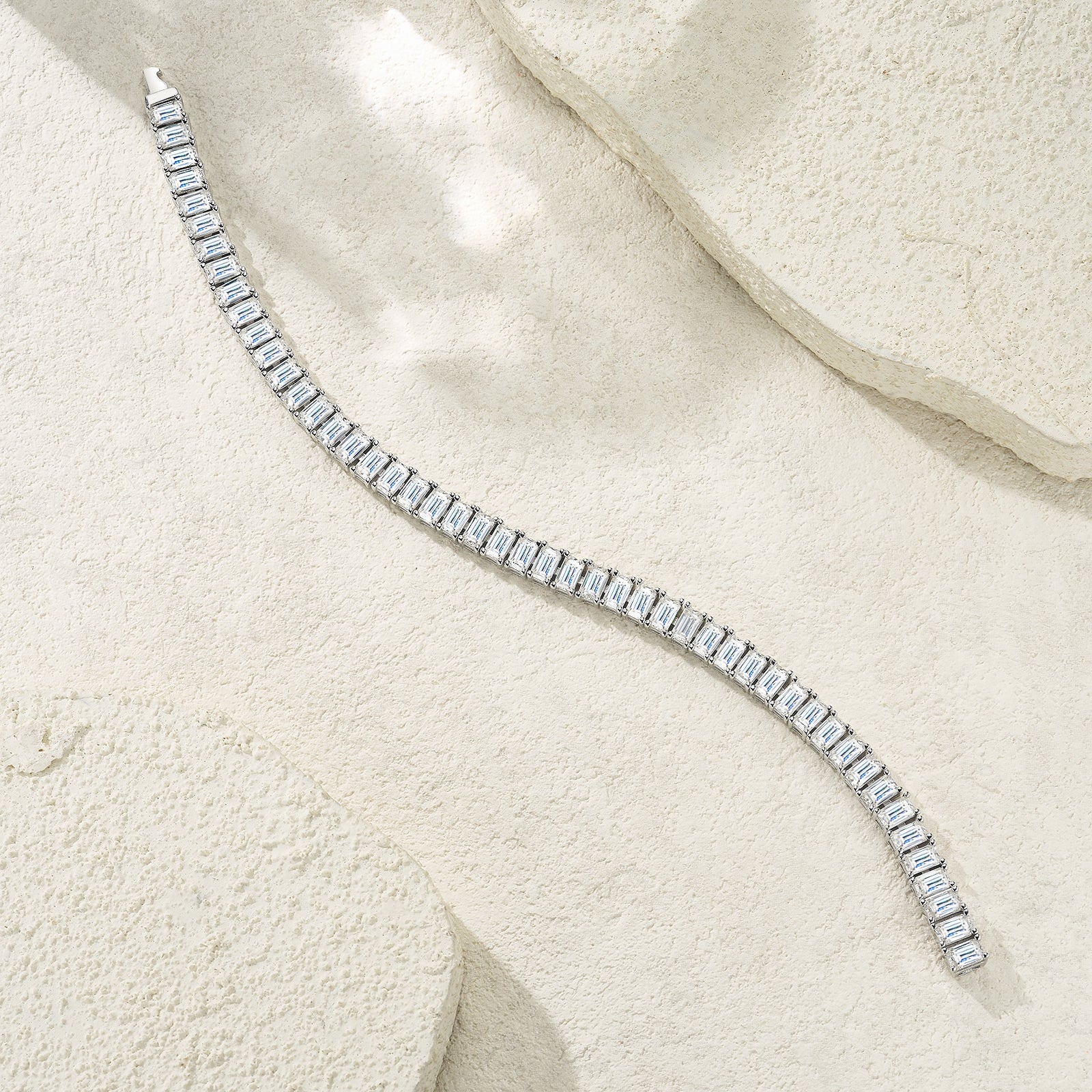 Aria Bracelet | 925 Sterling Silver, Emerald-Cut Tennis Bracelet