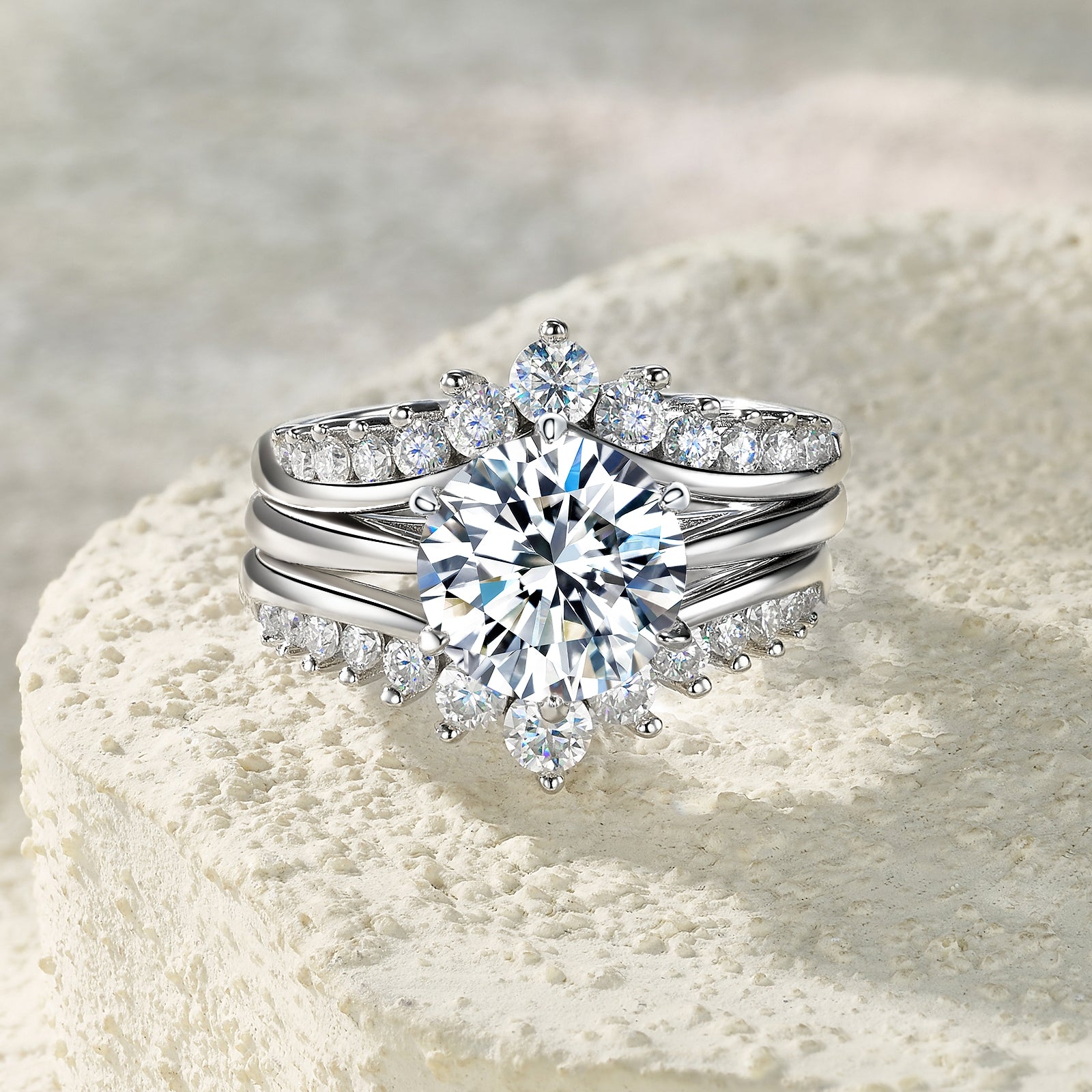 Celestia Ring Set | Round Moissanite Bridal Set
