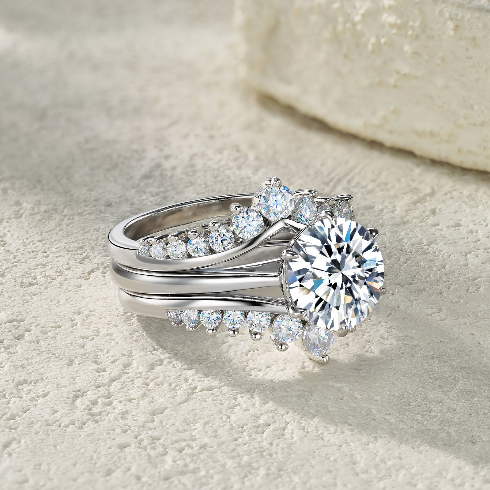 Celestia Ring Set | Round Moissanite Bridal Set