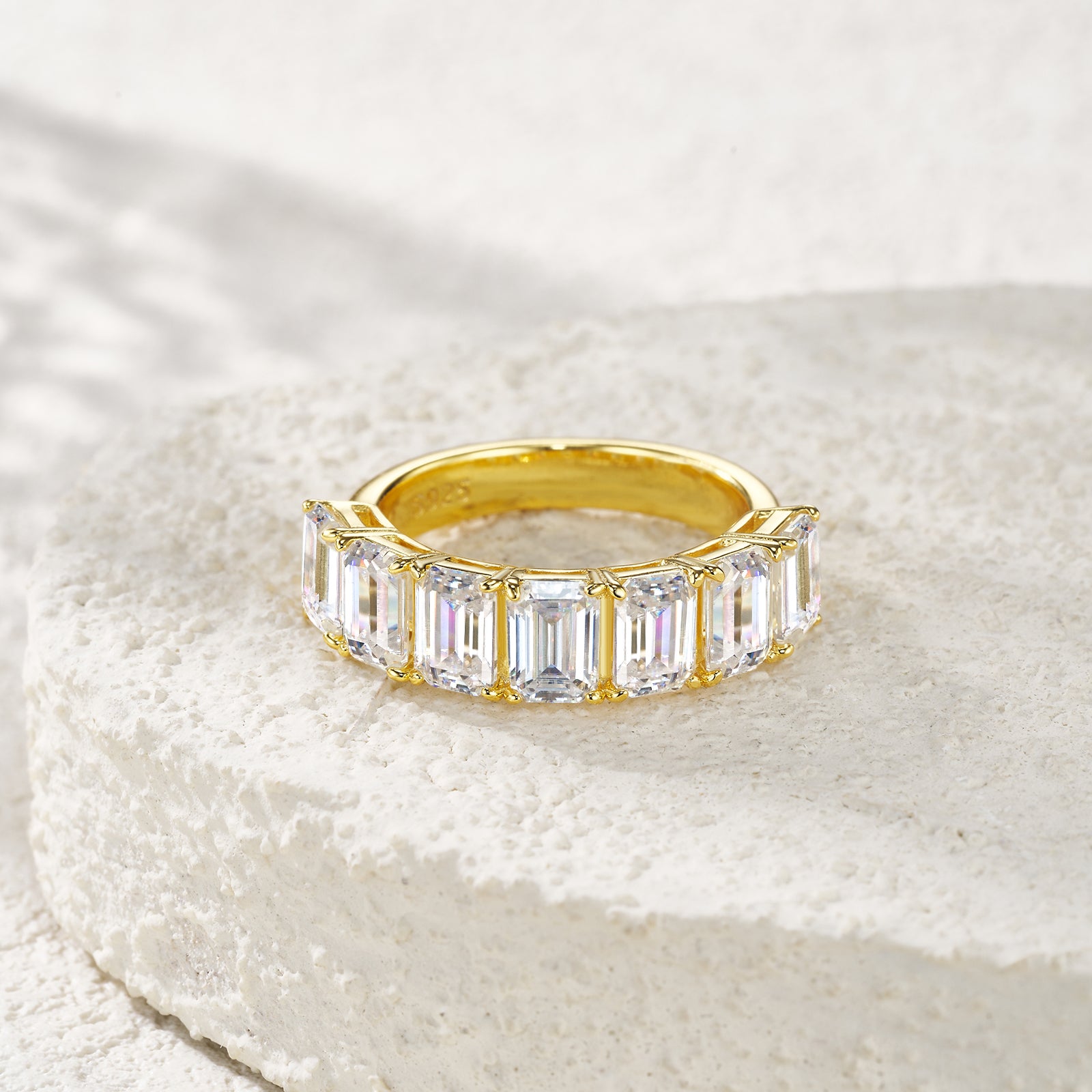 Step-Cut Stack Band Moissanite Ring