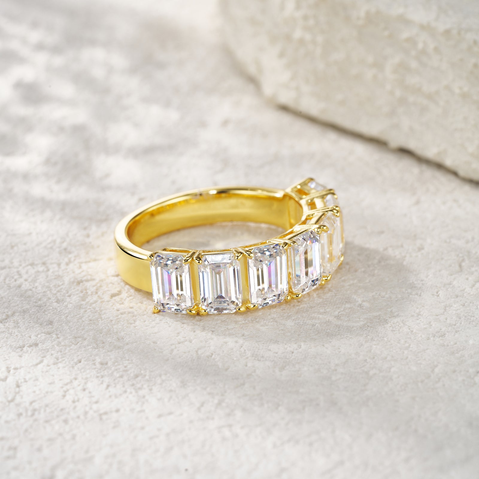 Step-Cut Stack Band Moissanite Ring