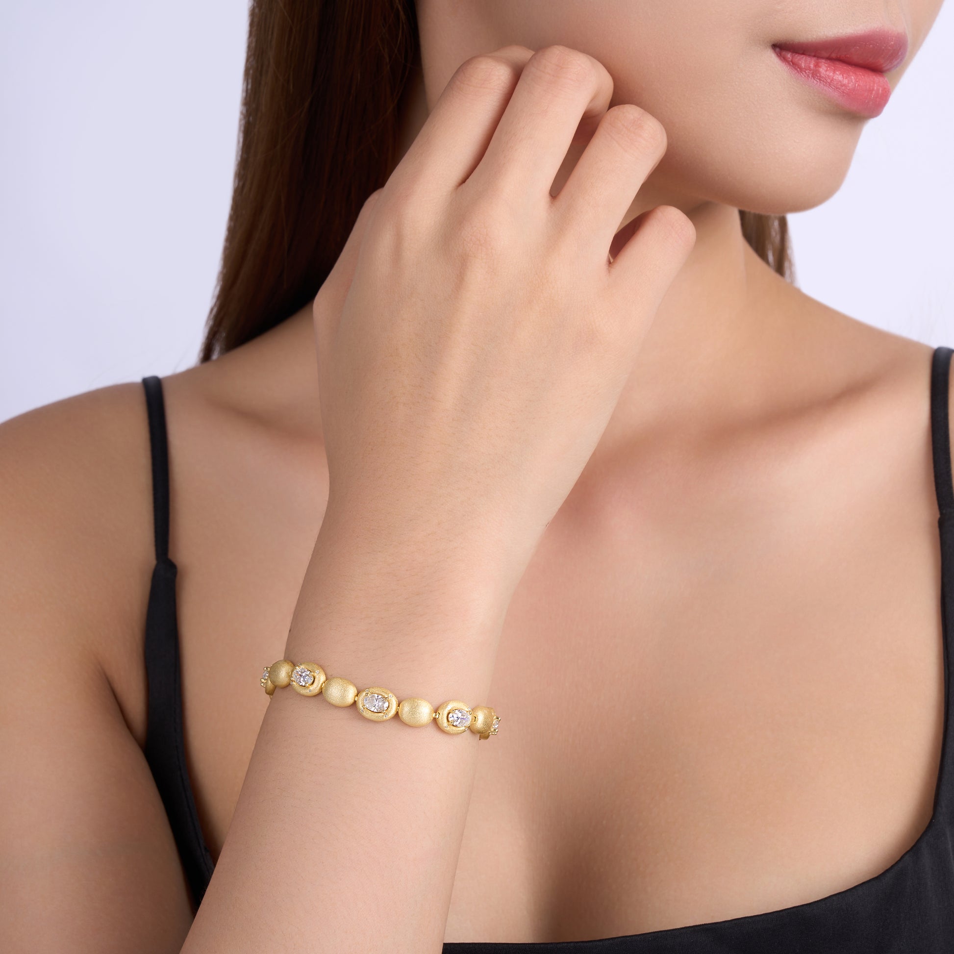 Selene Bracelet | 925 Sterling Silver, Oval Bezel Link Bracelet