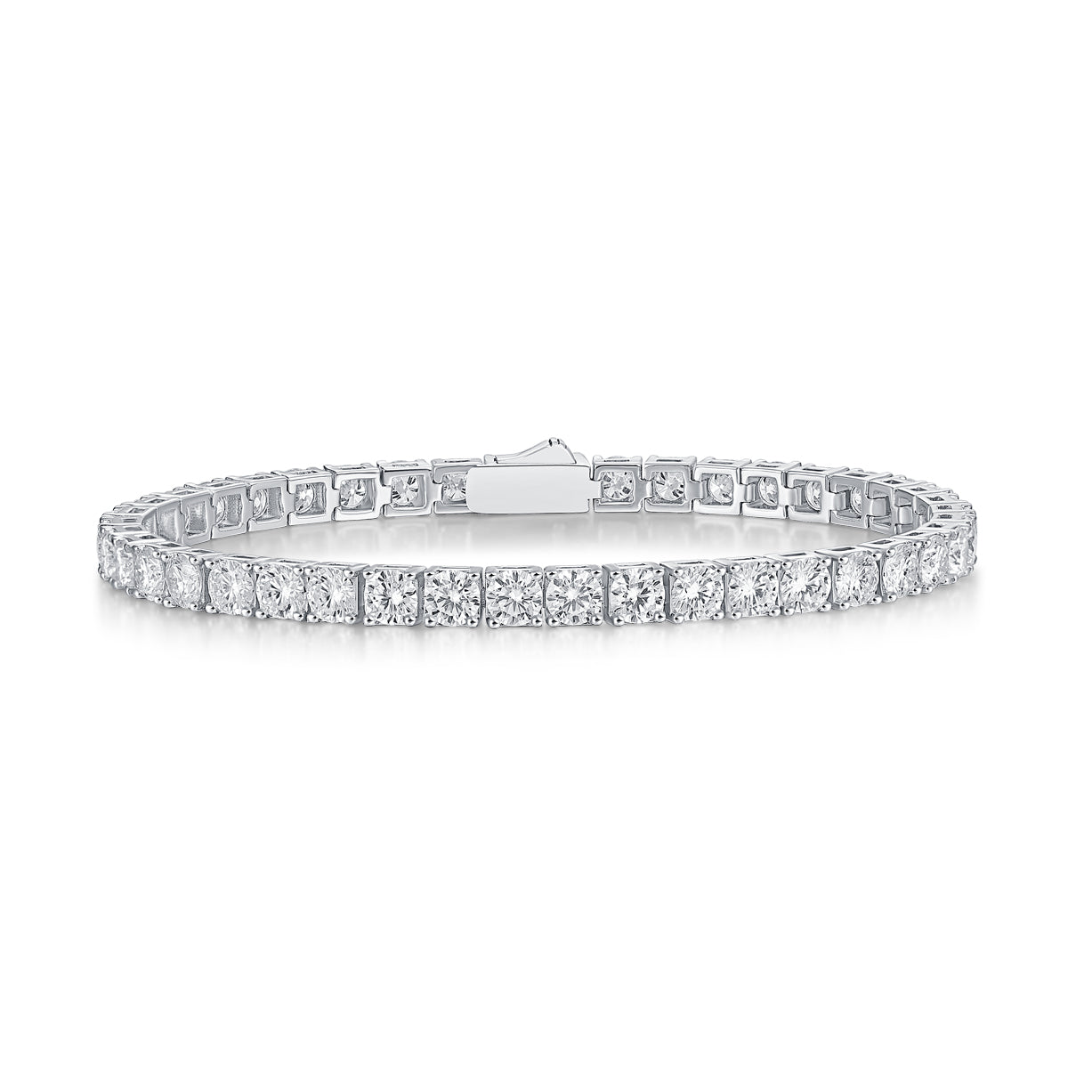 Gravitation Round Cut Moissanite Tennis Bracelet | 925 Sterling Silver