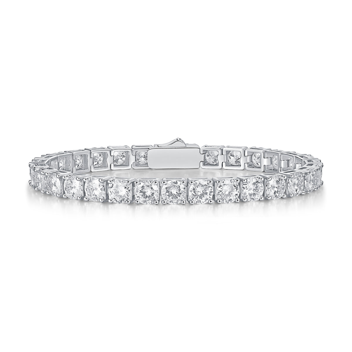 Gravitation Round Cut Moissanite Tennis Bracelet | 925 Sterling Silver