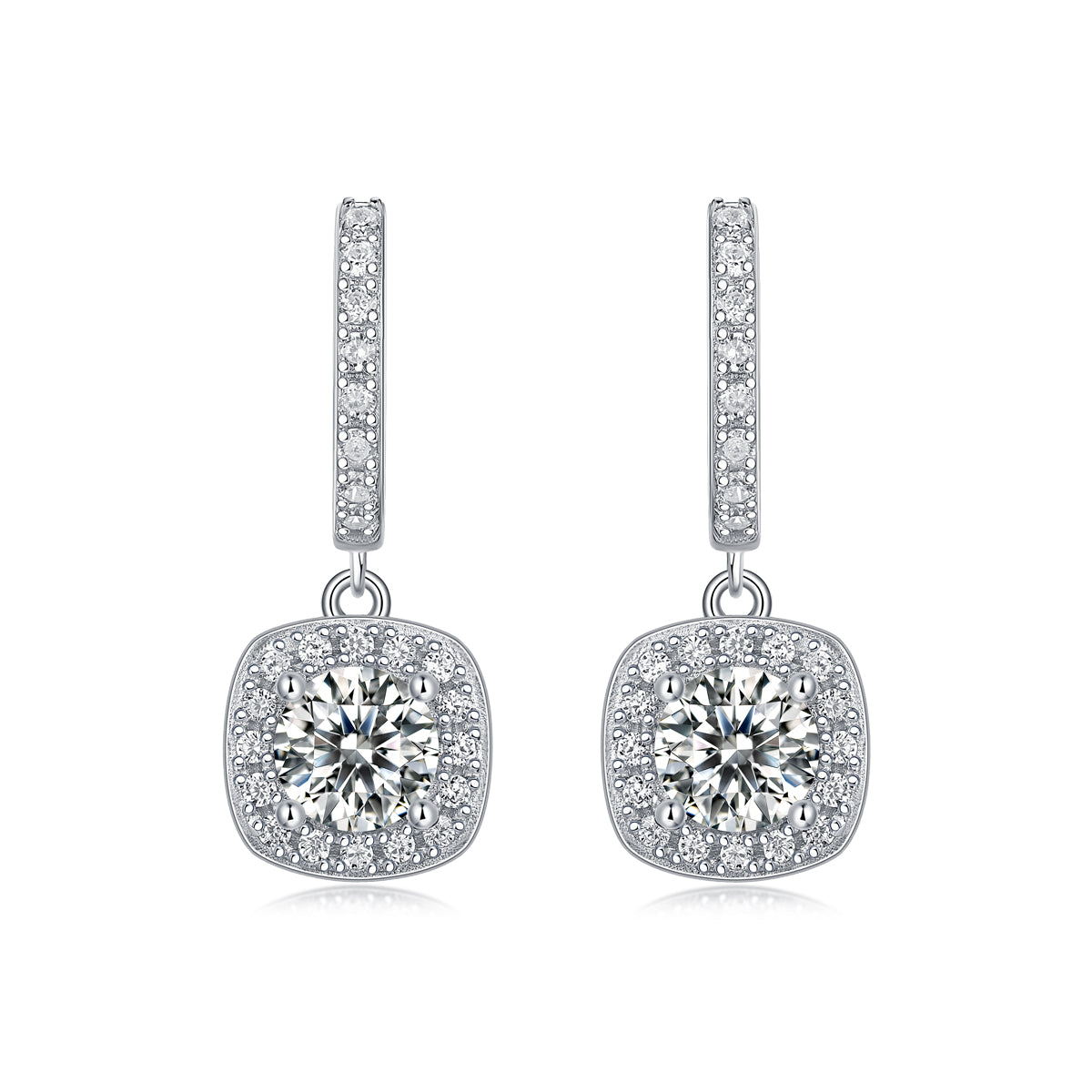 Reverie Earrings | Cushion Halo Drop Earrings
