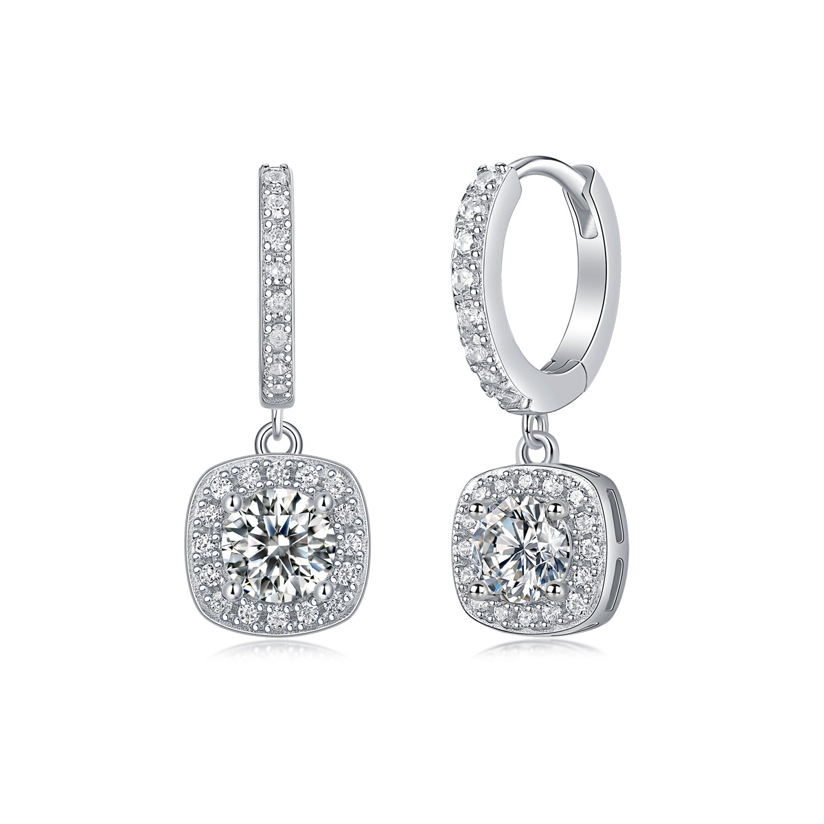 Reverie Earrings | Cushion Halo Drop Earrings