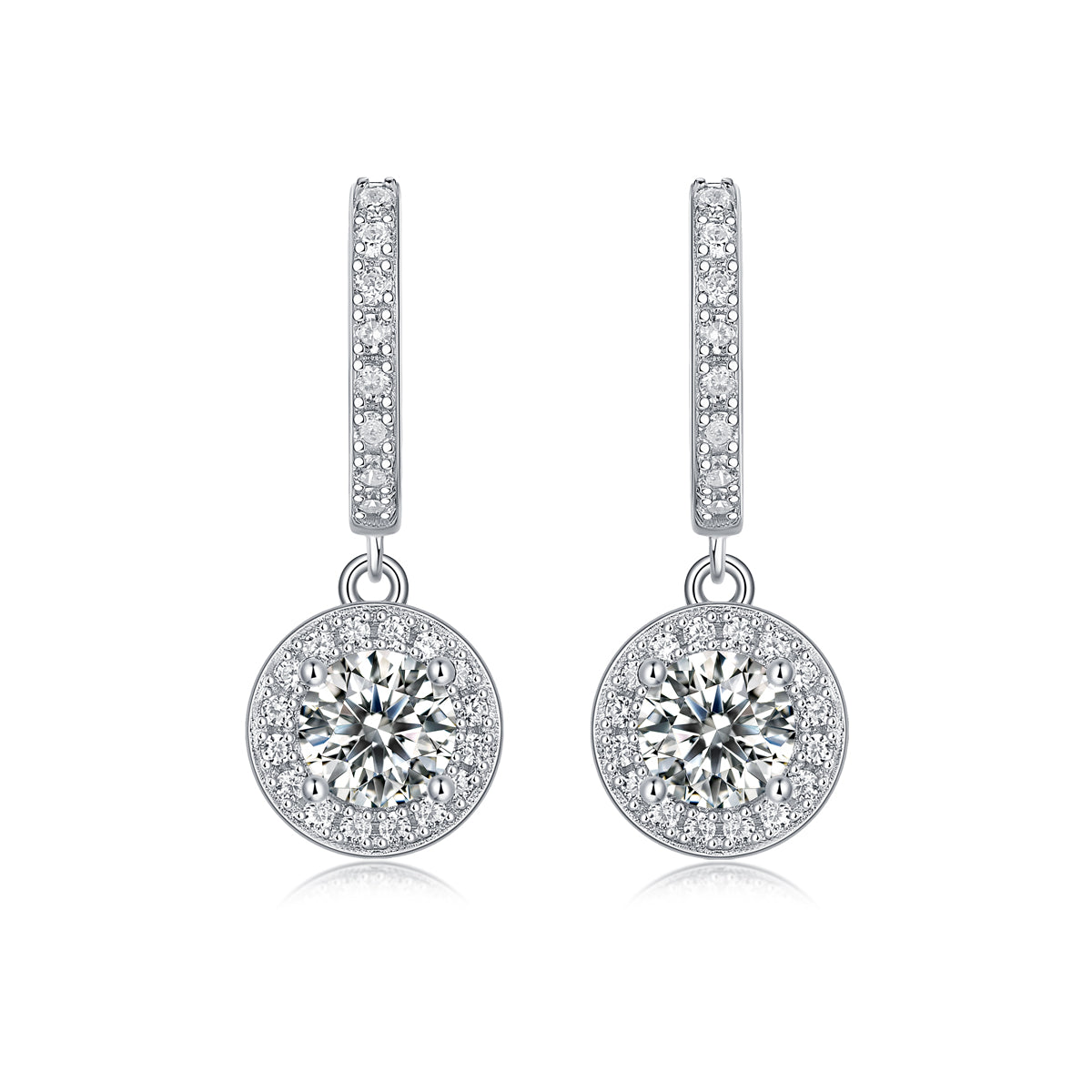 Aurora Drop Earrings | Halo Moissanite Hoops