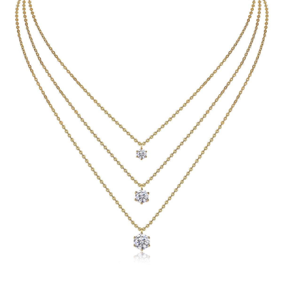 Starlight Cascade Necklace | 925 Sterling Silver, Graduated Moissanite Necklace