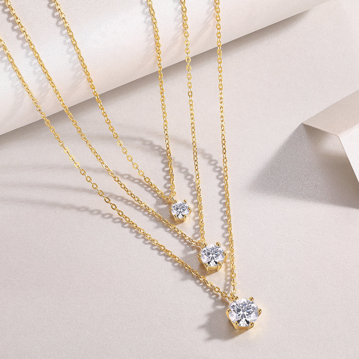 Starlight Cascade Necklace | 925 Sterling Silver, Graduated Moissanite Necklace