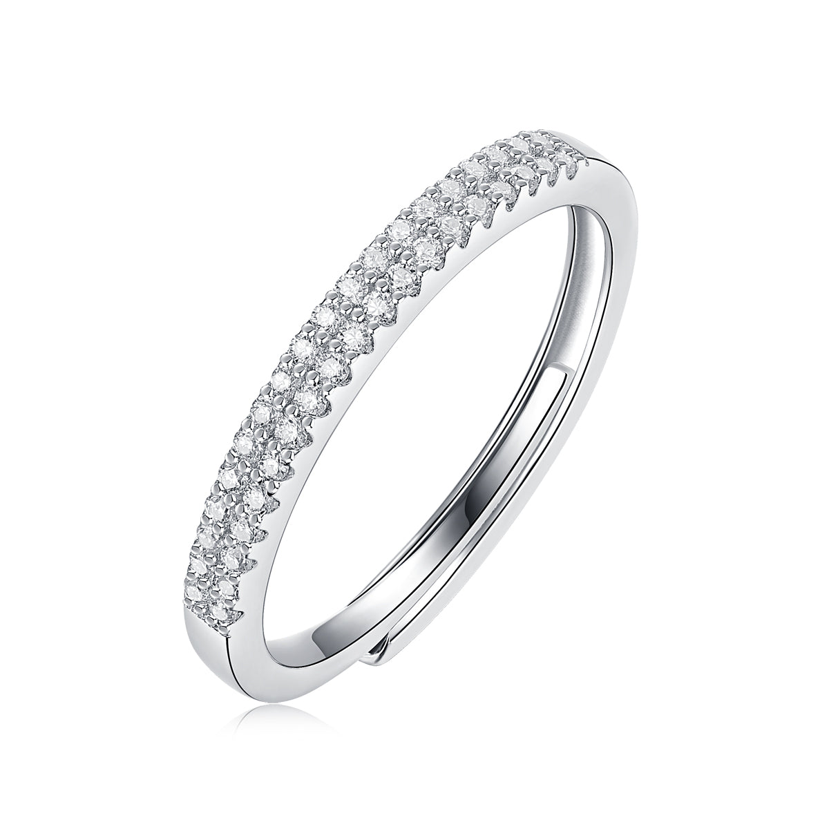 Apollo Ring | Double Row Pave Moissanite Band