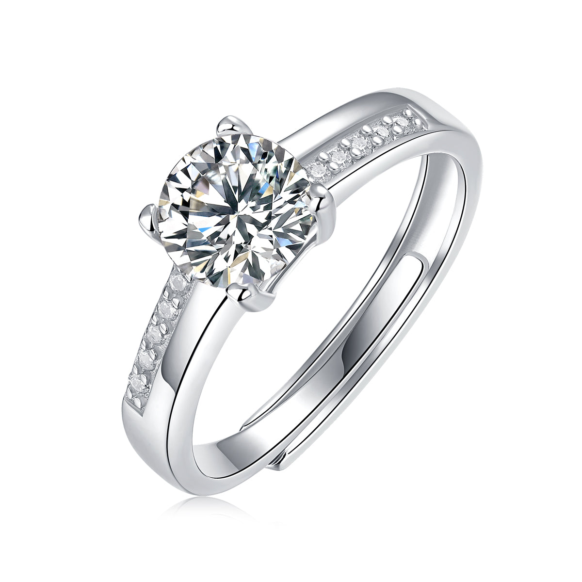 Wishing Well Ring | Round Moissanite Pave Solitaire