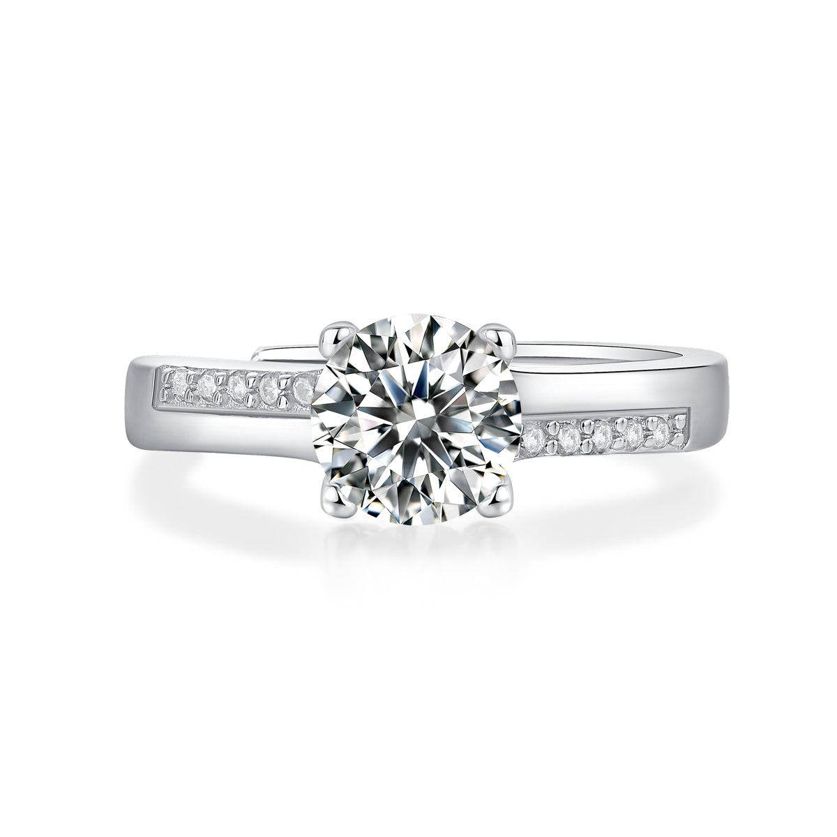 Wishing Well Ring | Round Moissanite Pave Solitaire