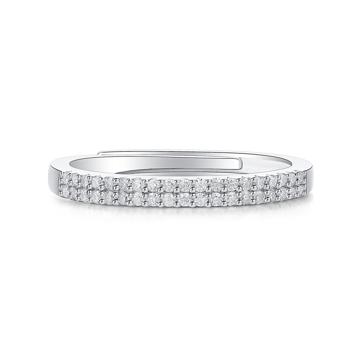 Apollo Ring | Double Row Pave Moissanite Band