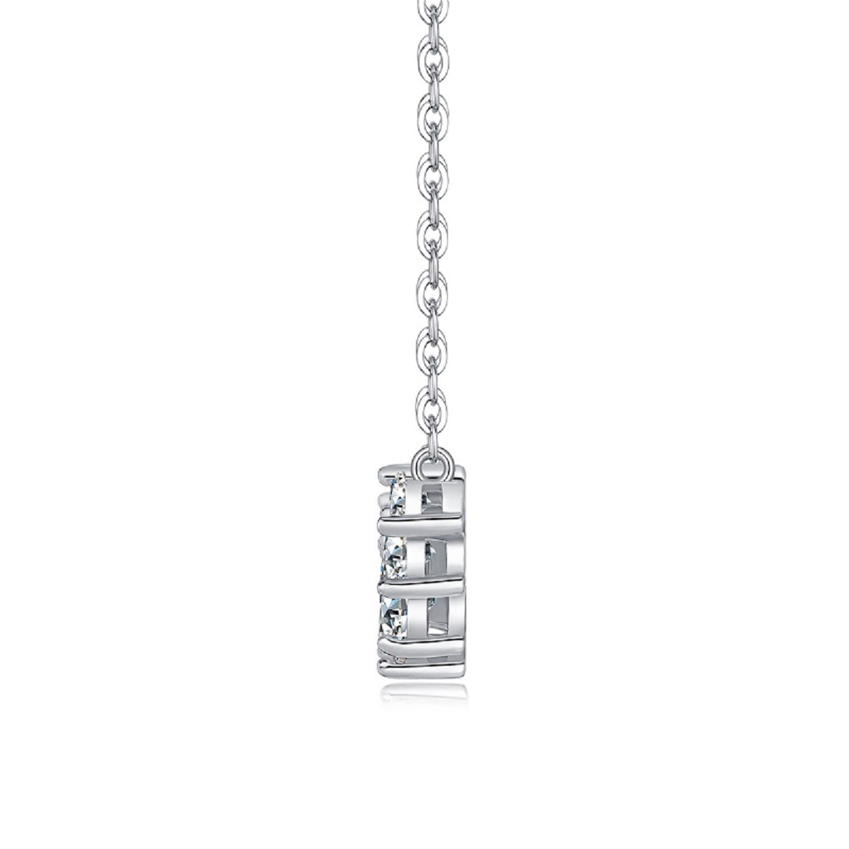Curved Arc Prong-Set Round Moissanite Necklace