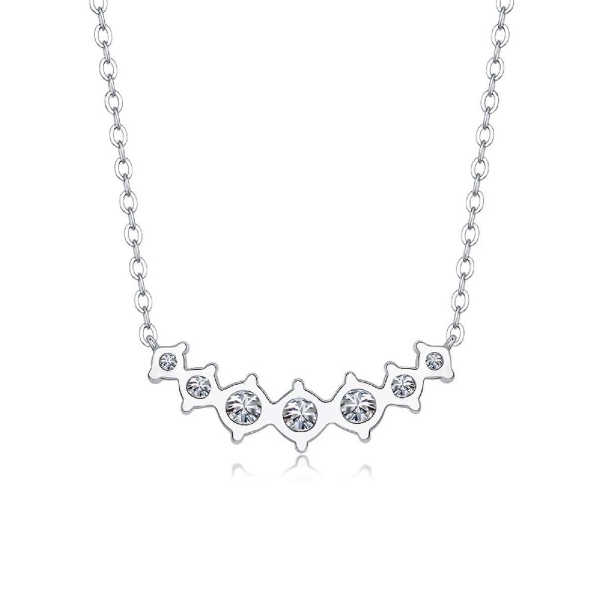 Curved Arc Prong-Set Round Moissanite Necklace
