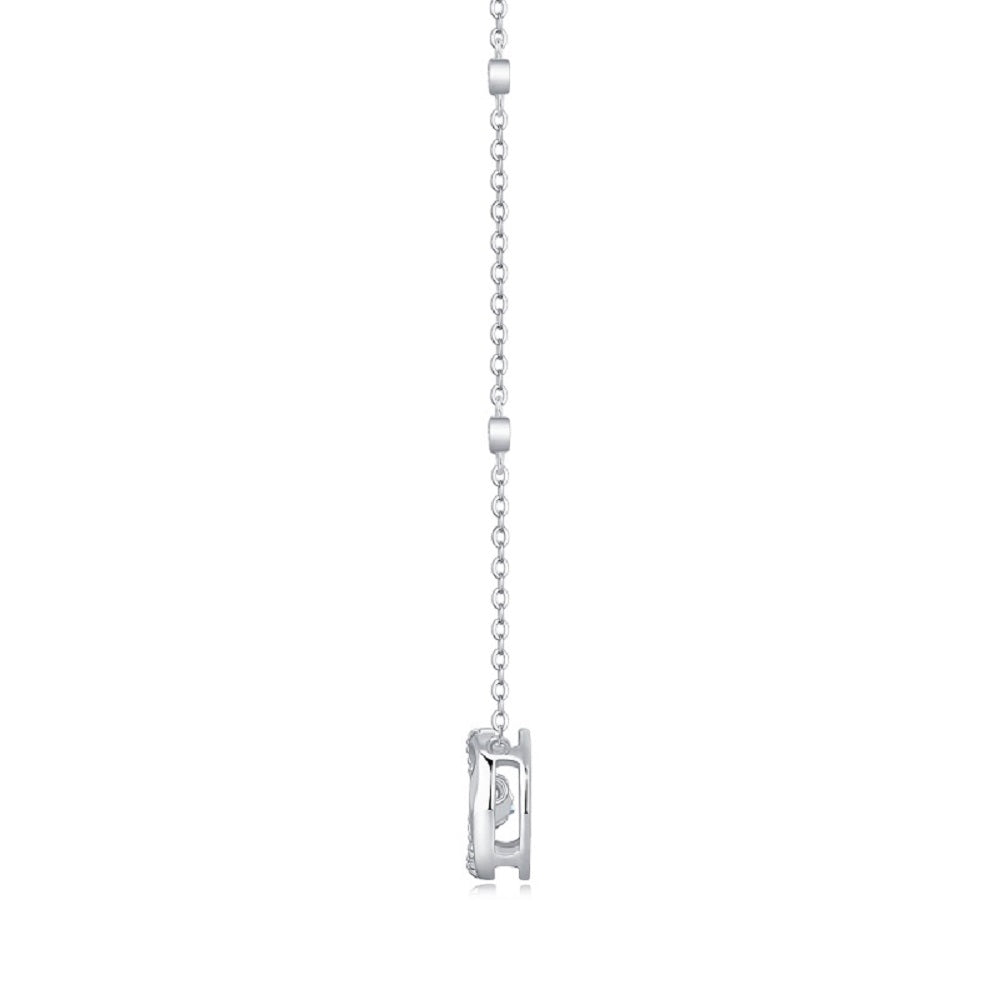 Orbit Halo Necklace | Round Cut Moissanite, 925 Sterling Silver