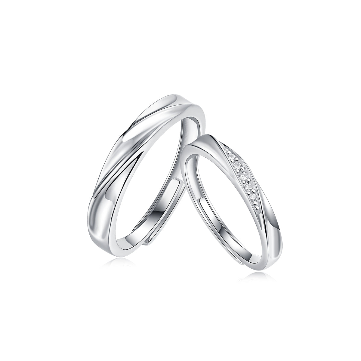 Tidal Wave Couple Ring | 925 Sterling Silver Matching Band